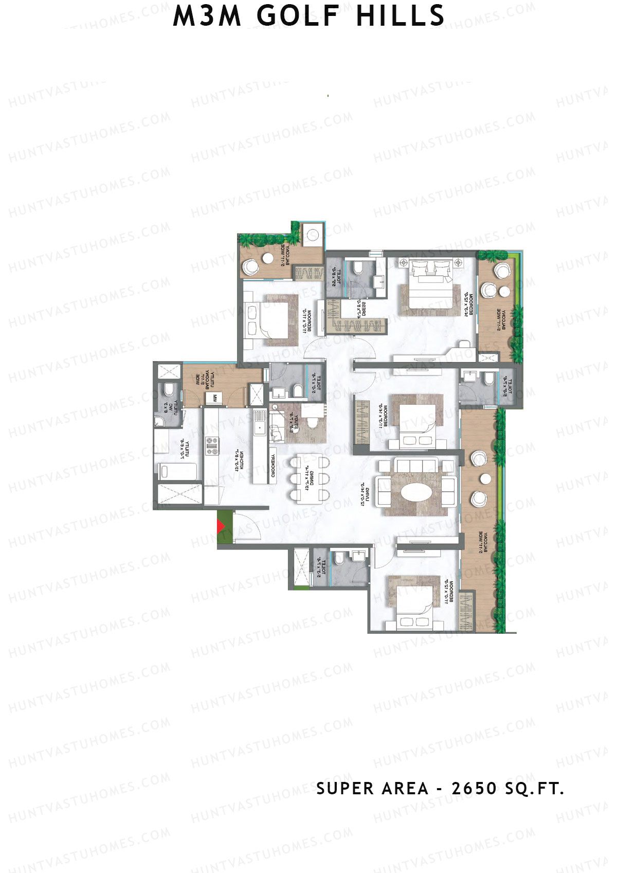 M3M Golf Hills Tower 4 Unit 3 Floor Plan
