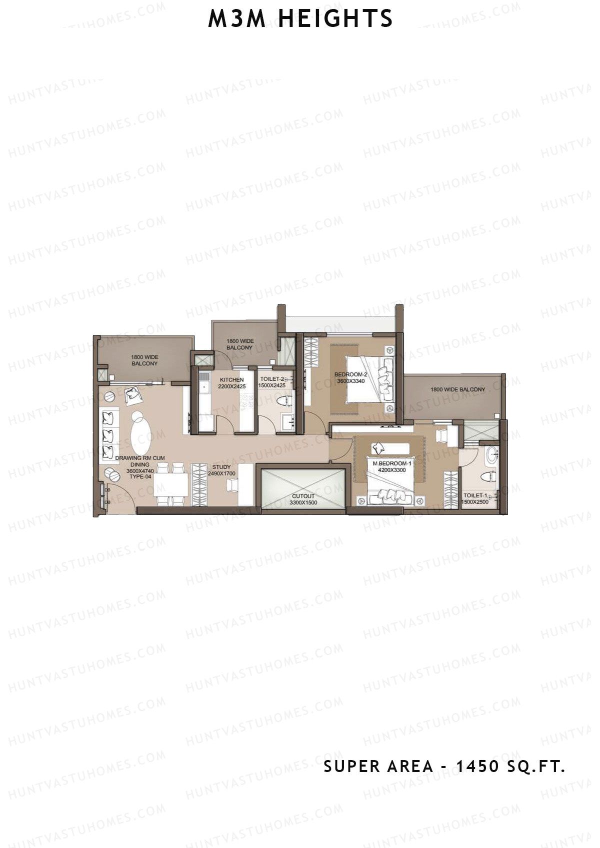 M3M Heights Tower 1 Unit 2 Floor Plan