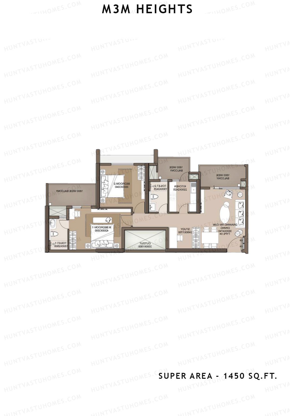 M3M Heights Tower 1 Unit 3 Floor Plan
