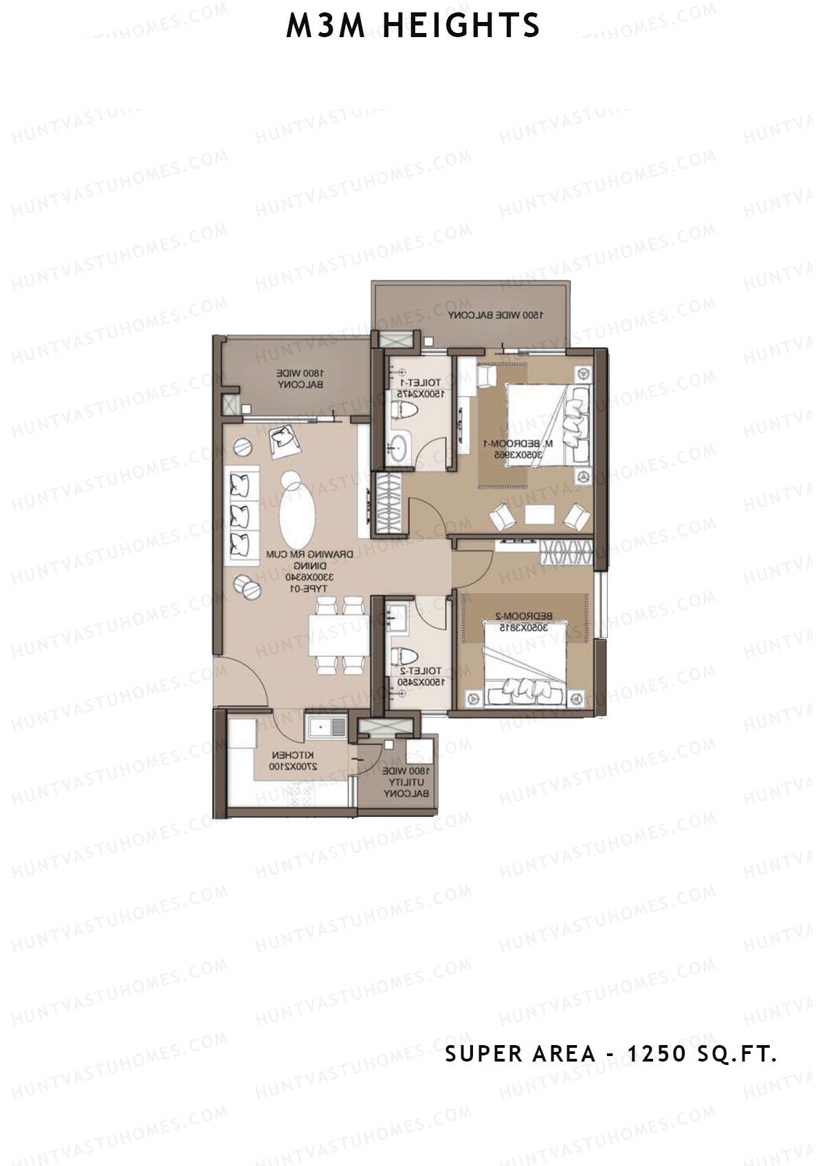 M3M Heights Tower 1 Unit 4 Floor Plan