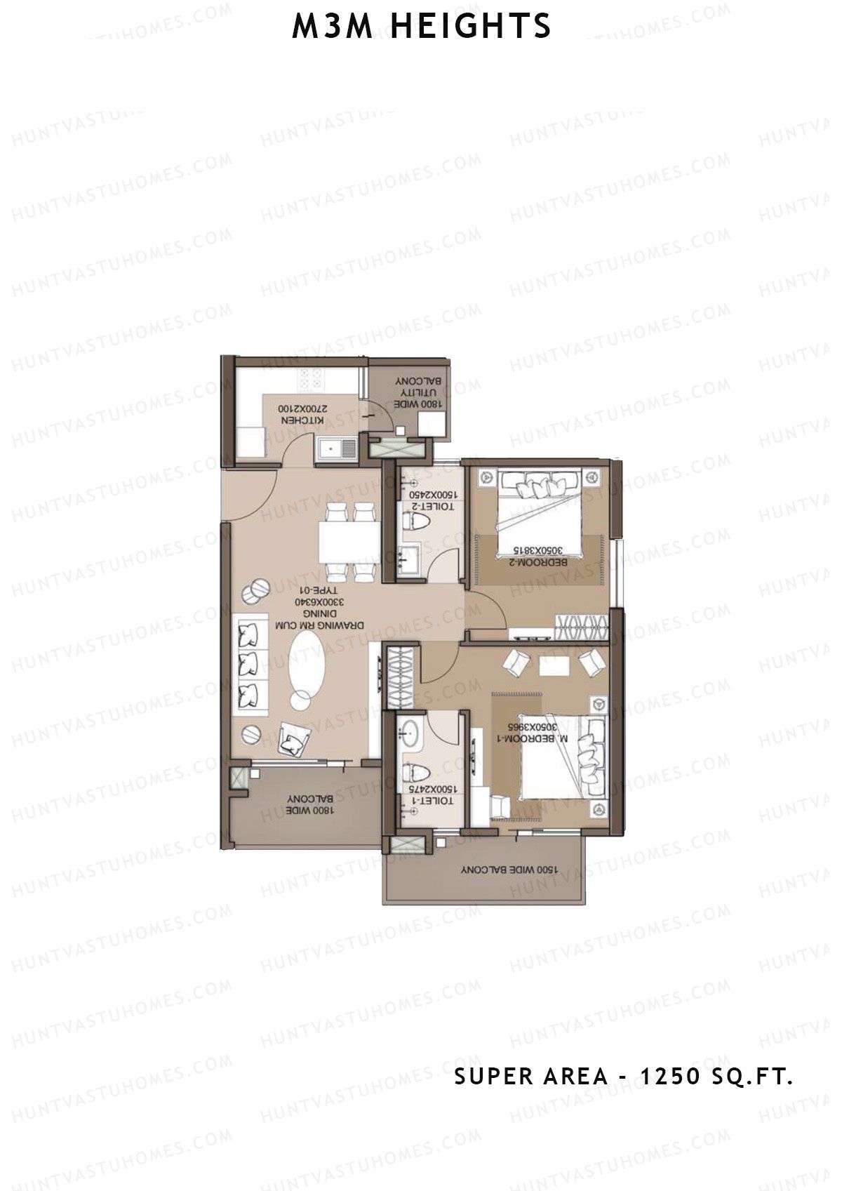 M3M Heights Tower 1 Unit 5 Floor Plan