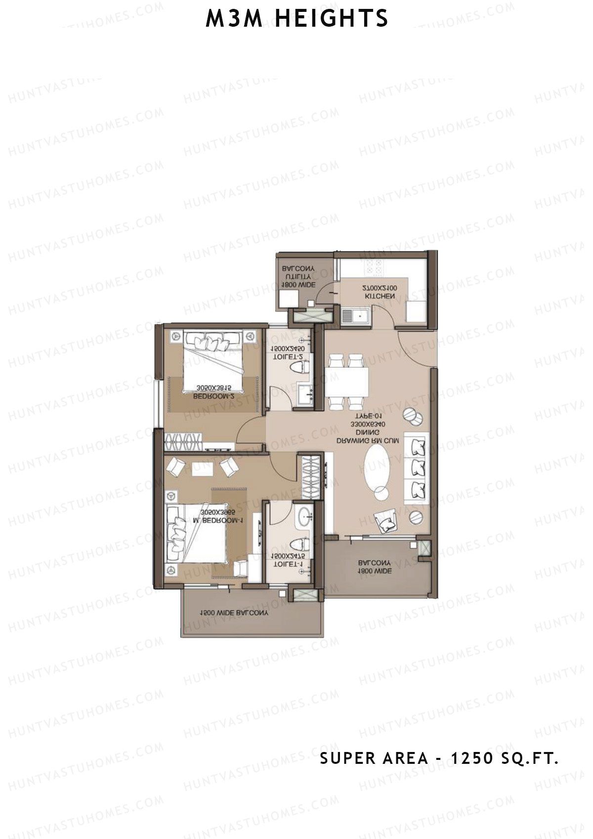 M3M Heights Tower 1 Unit 8 Floor Plan