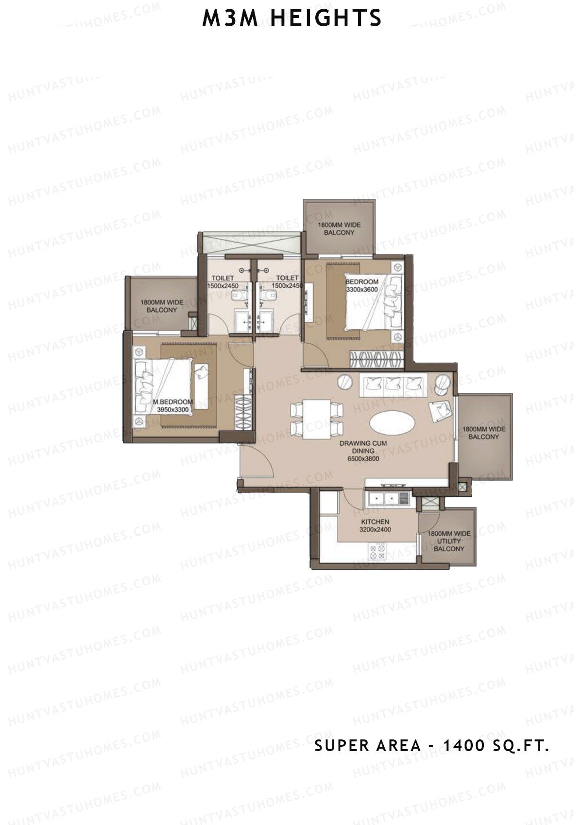 M3M Heights Tower 5 Unit 2 Floor Plan