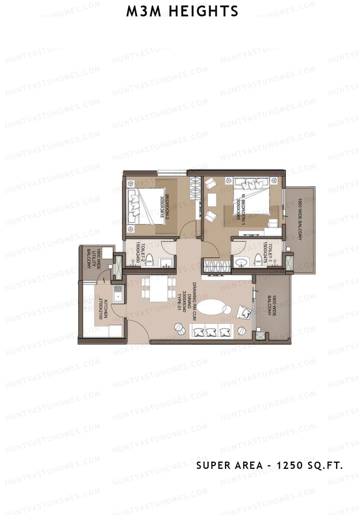 M3M Heights Tower 6 Unit 1 Floor Plan