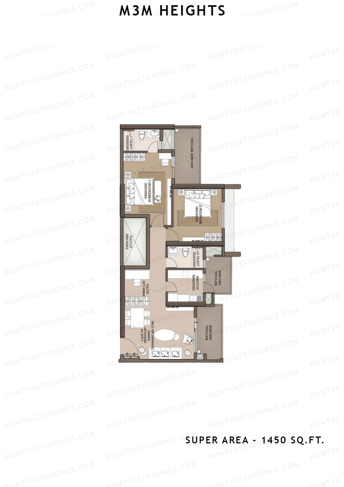 M3M Heights Tower 6 Unit 3 Floor Plan