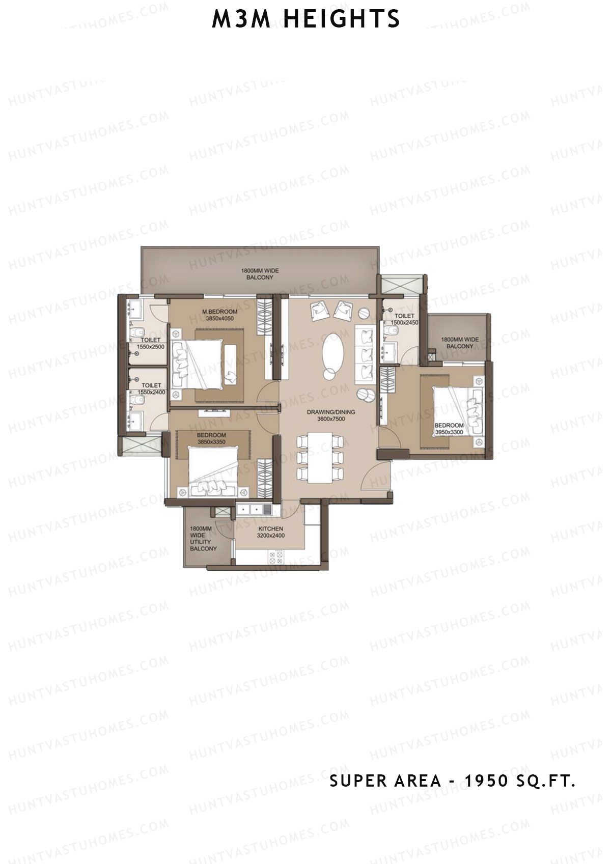 M3M Heights Tower 3 Unit 1 Floor Plan