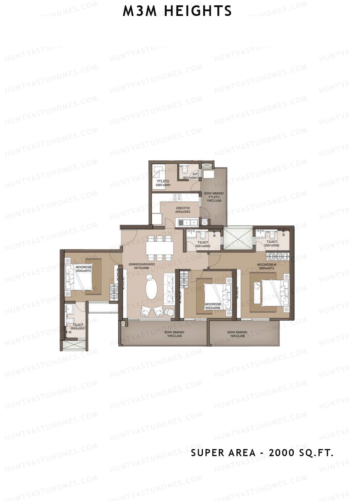 M3M Heights Tower 4 Unit 3 Floor Plan