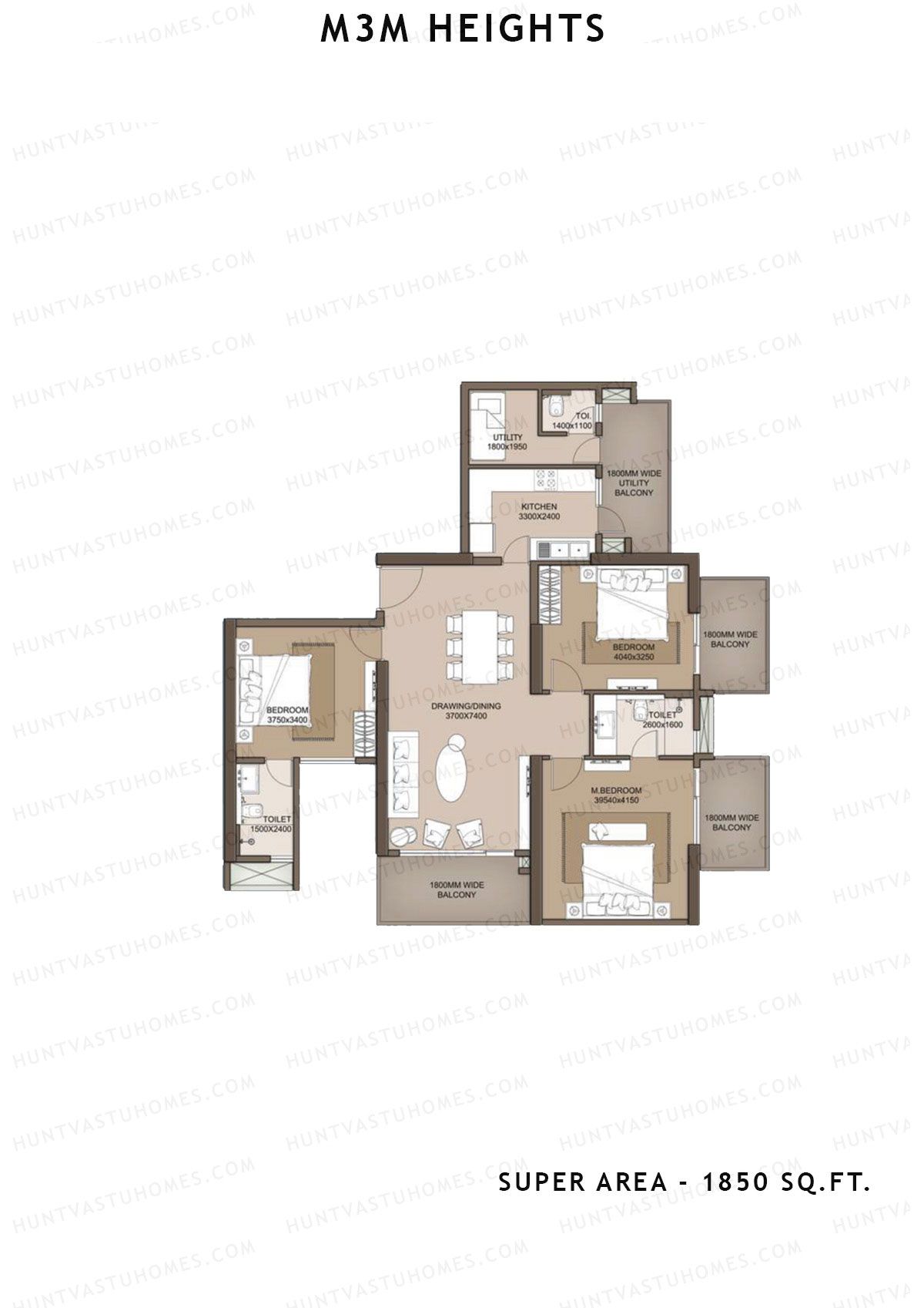 M3M Heights Tower 5 Unit 3 Floor Plan