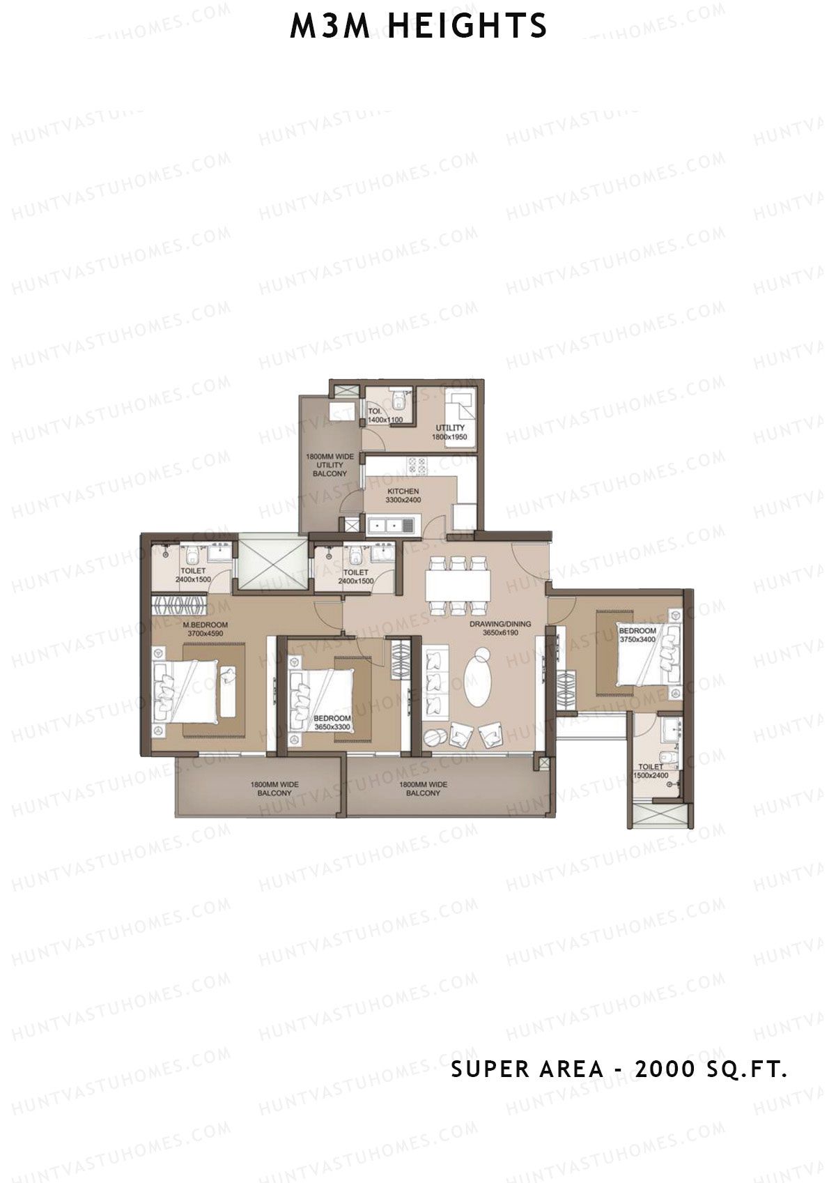 M3M Heights Tower 5 Unit 4 Floor Plan