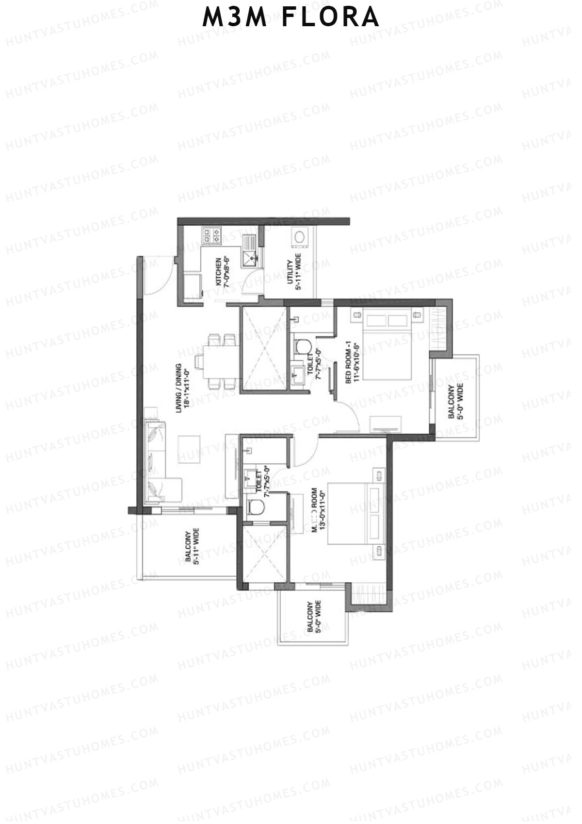 M3M Flora Tower 13 Unit 2 Floor Plan