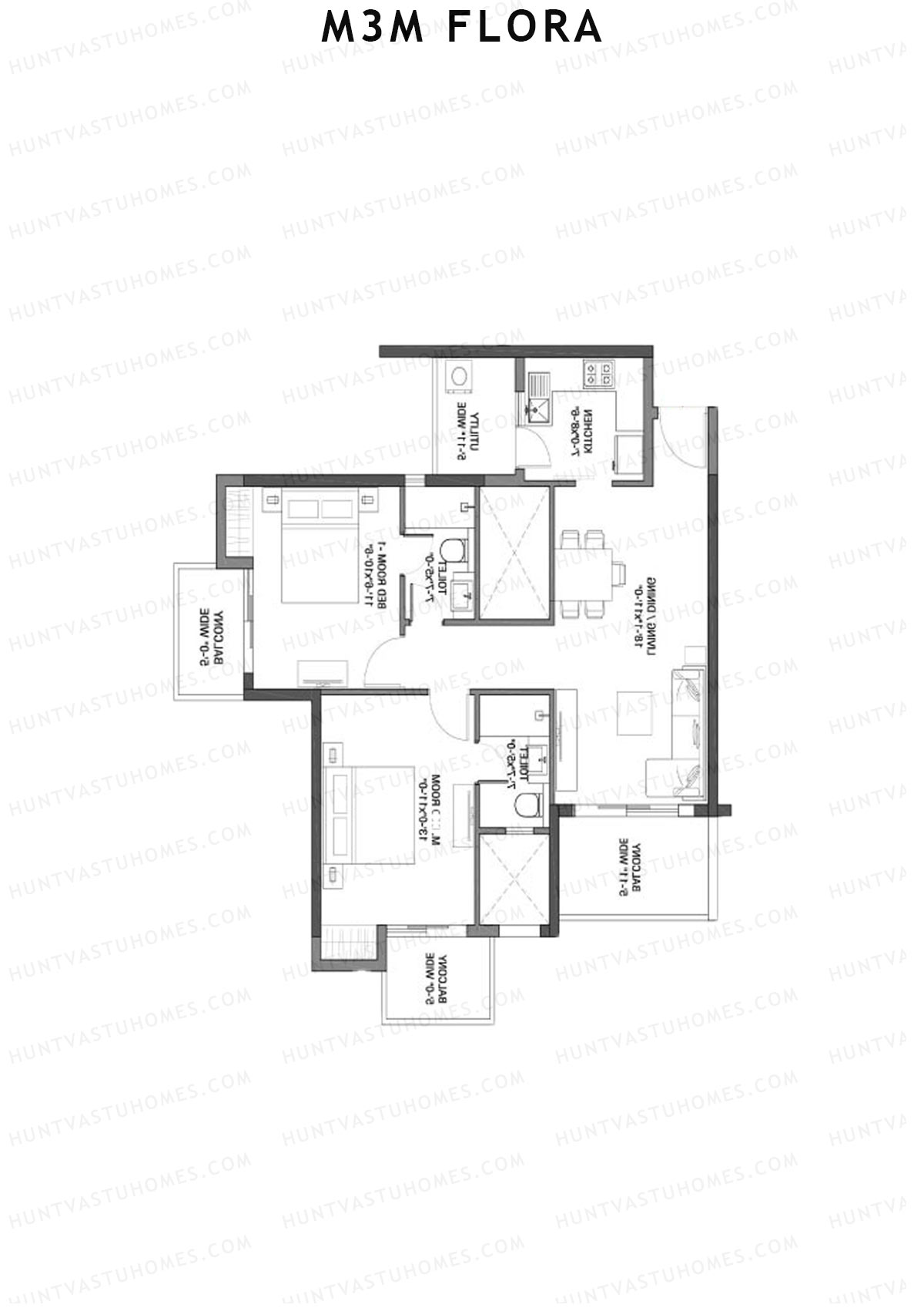 M3M Flora Tower 13 Unit 3 Floor Plan