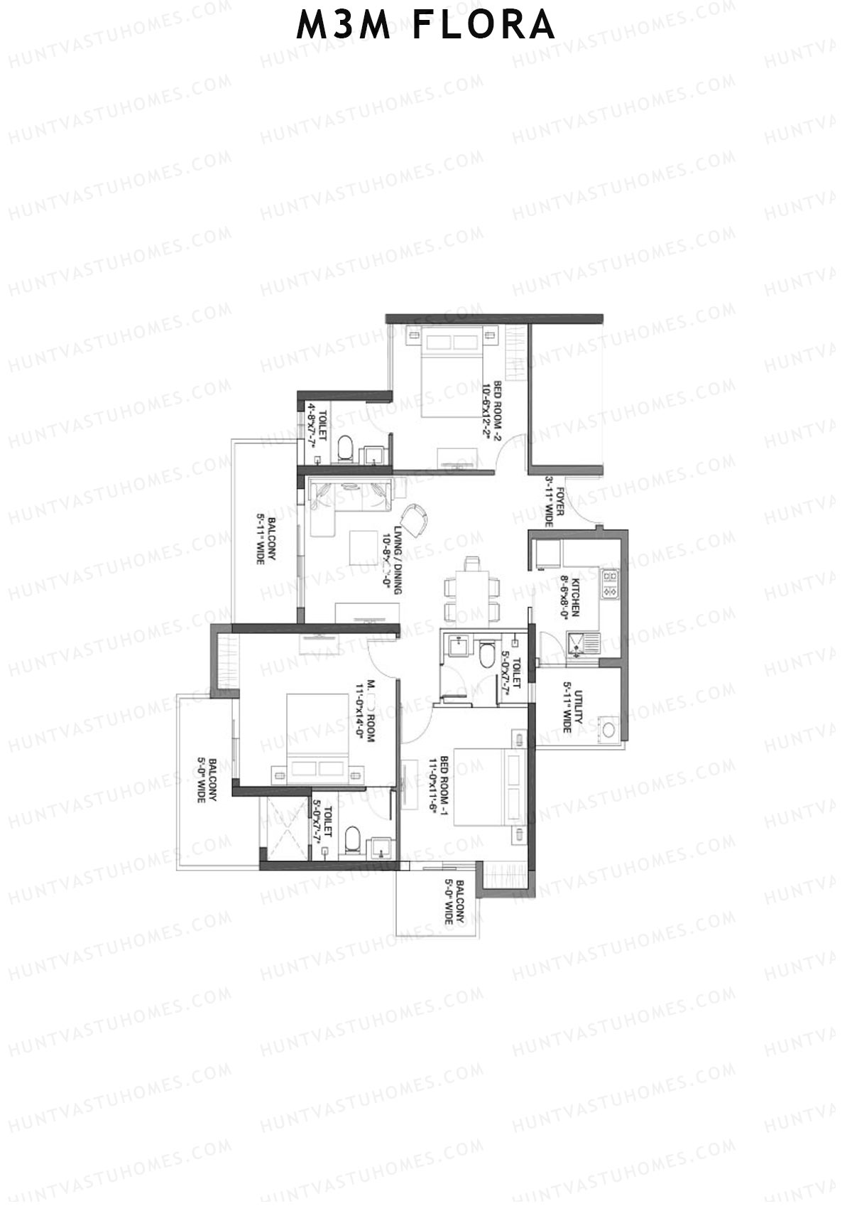 M3M Flora Tower 13 Unit 4 Floor Plan