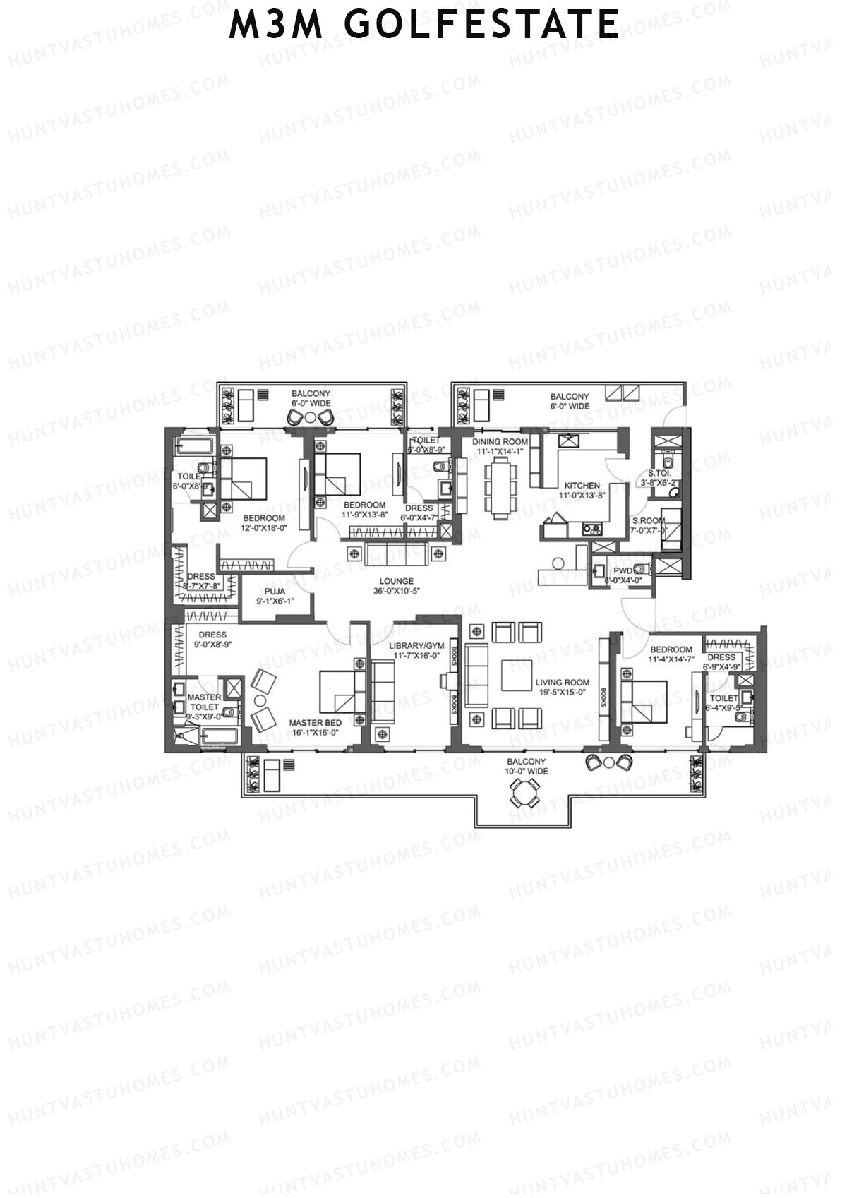 M3M Golfestate Fairway East 2 (FE 2/3) Unit B Floor Plan