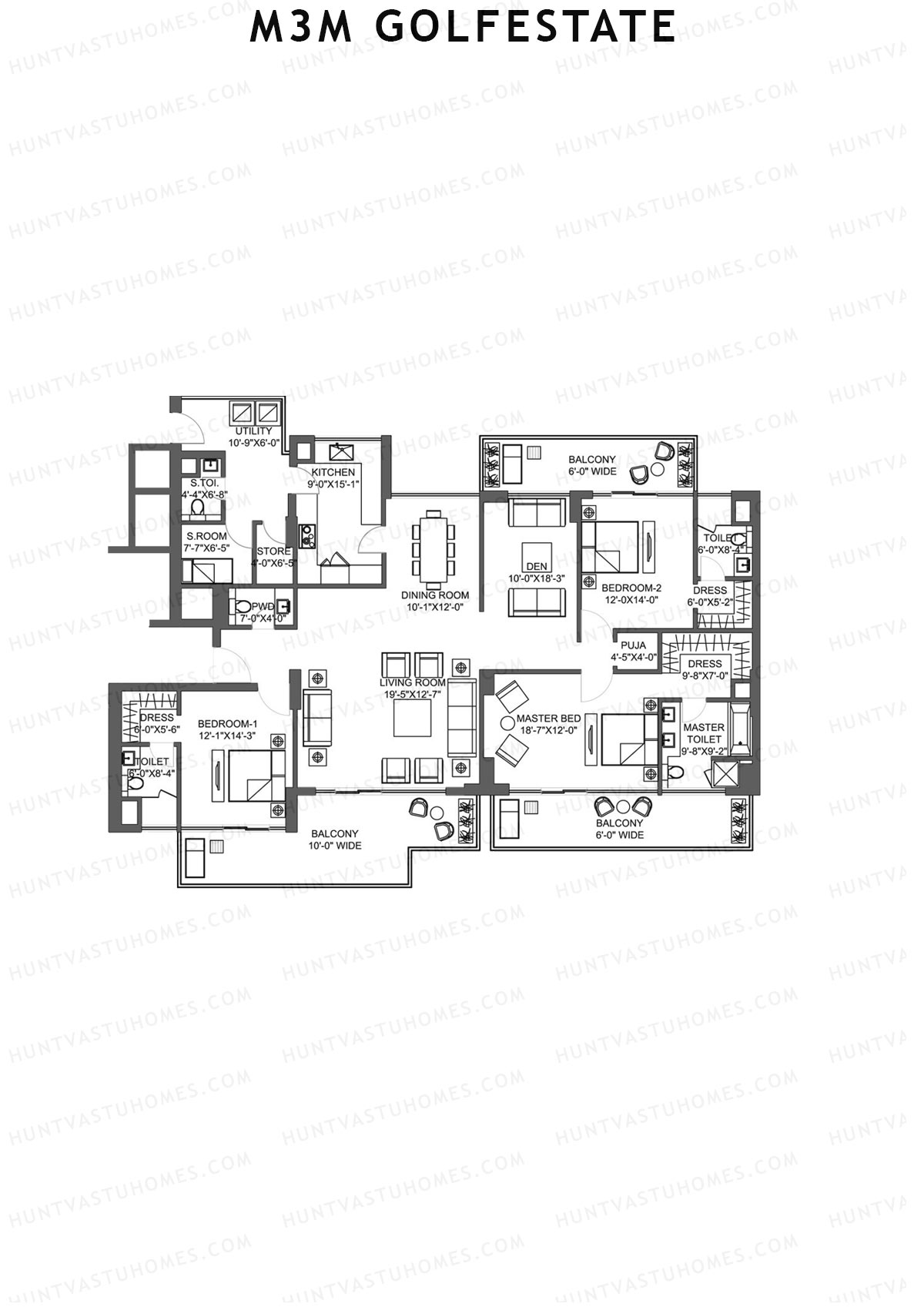 M3M Golfestate Polo Suites 1 (PS1) Unit B Floor Plan