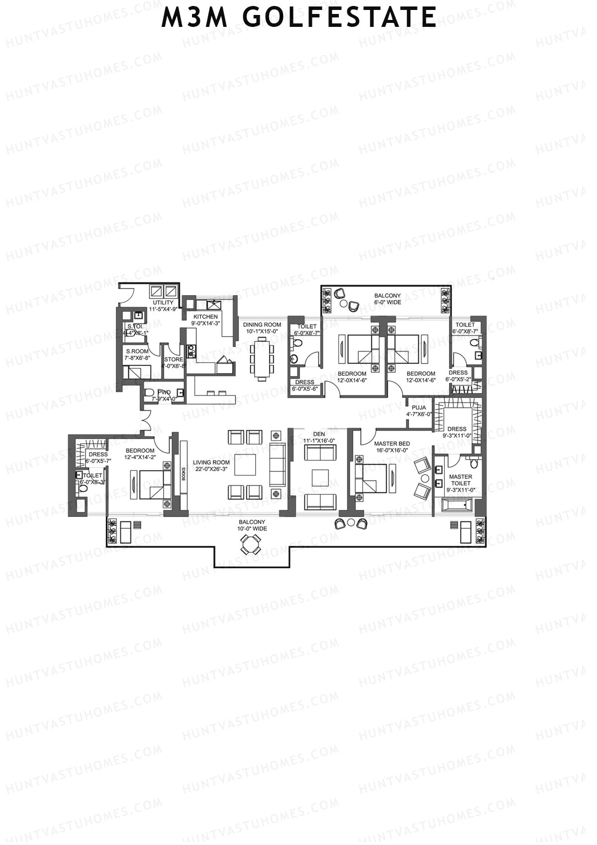 M3M Golfestate Polo Suites 2 (PS2) Unit B Floor Plan