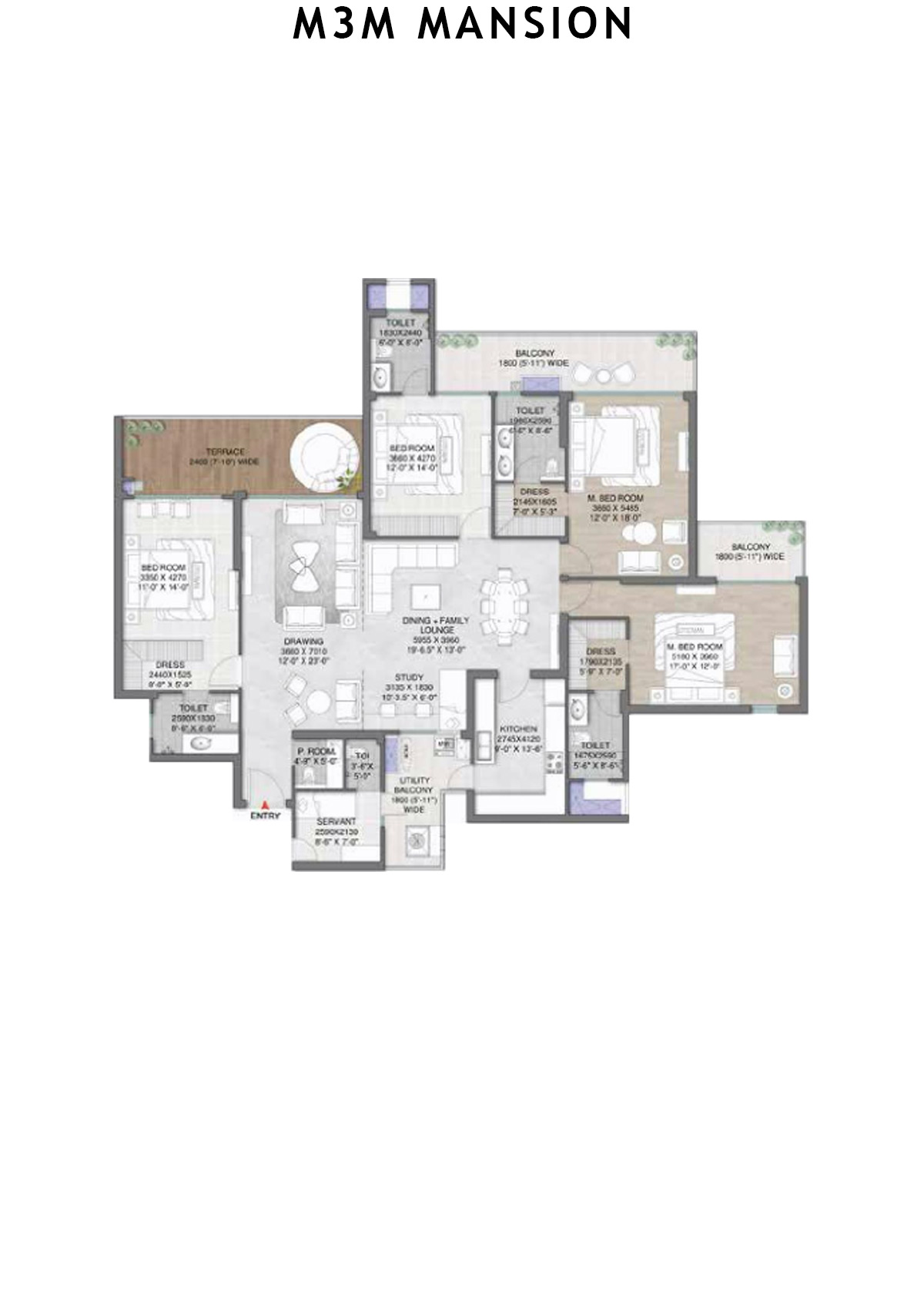 M3M Mansion Tower A Unit 4 (Type 2) Floor Plan
