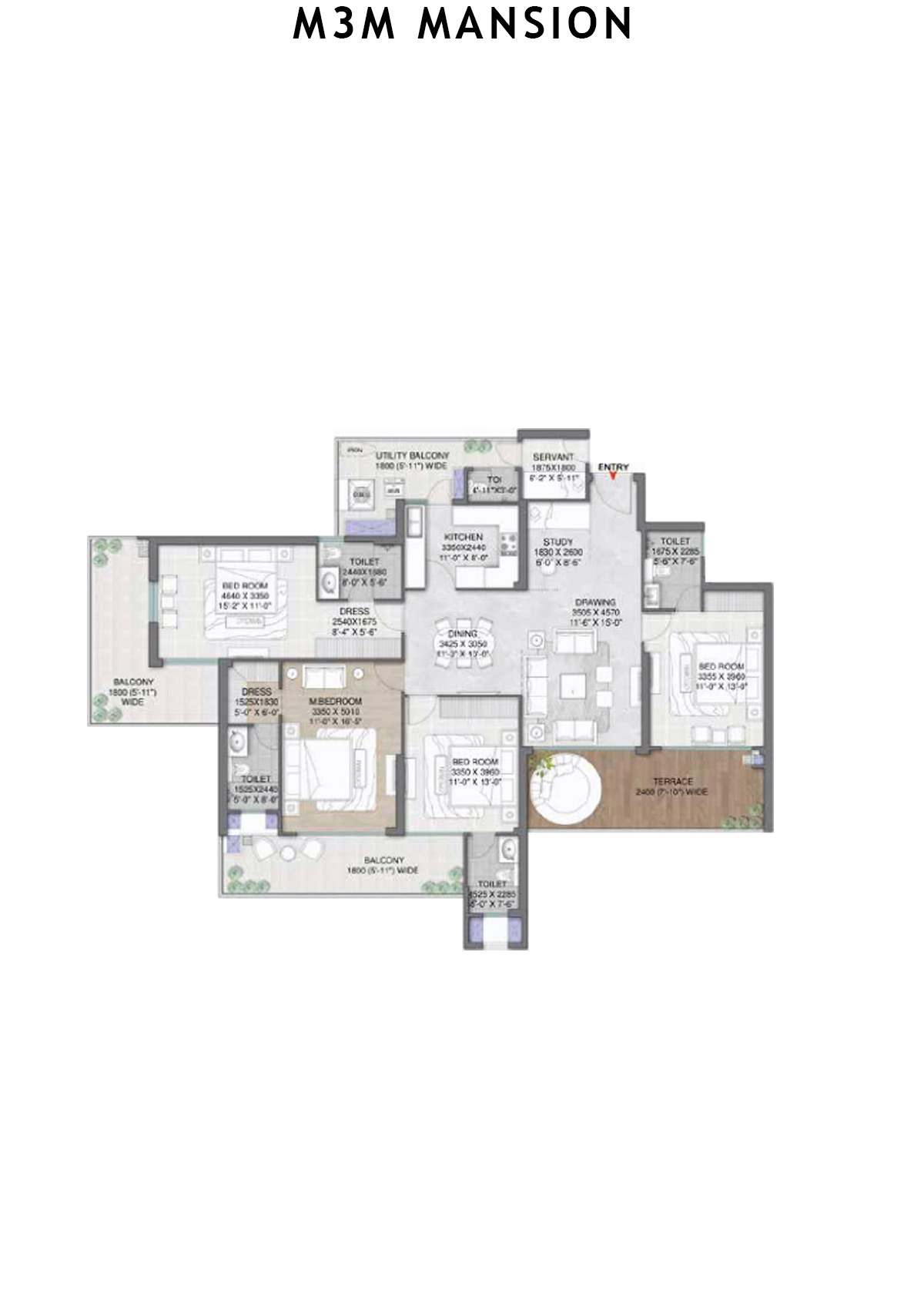 M3M Mansion Tower B Unit 1 (Type 5) Floor Plan
