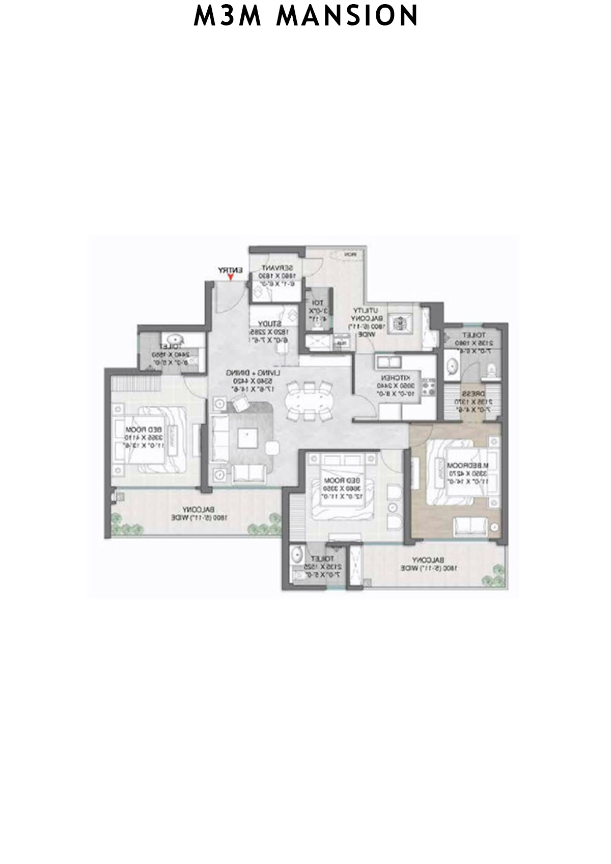 M3M Mansion Tower C Unit 1 (Type 3) Floor Plan