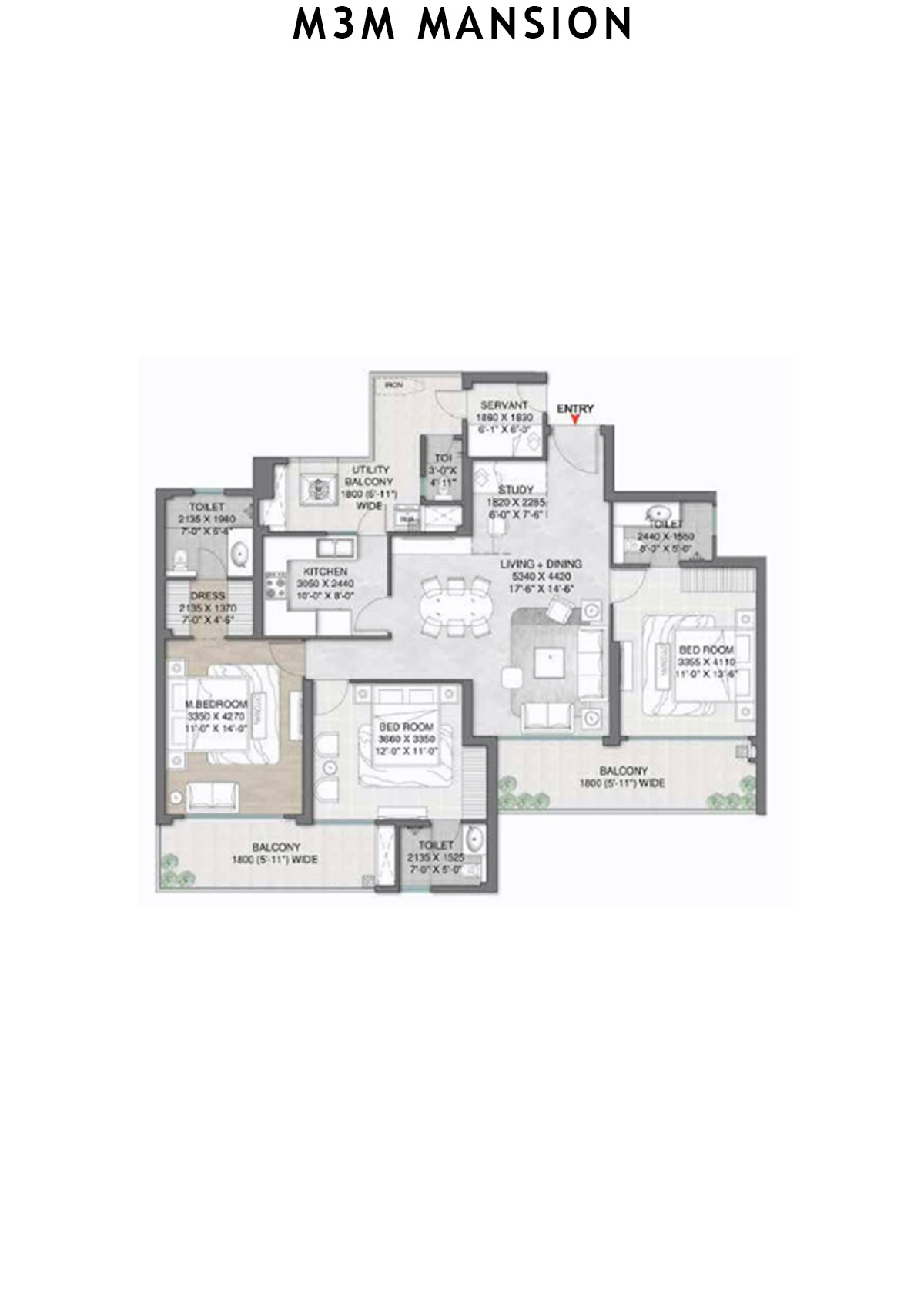 M3M Mansion Tower C Unit 2 (Type 3) Floor Plan