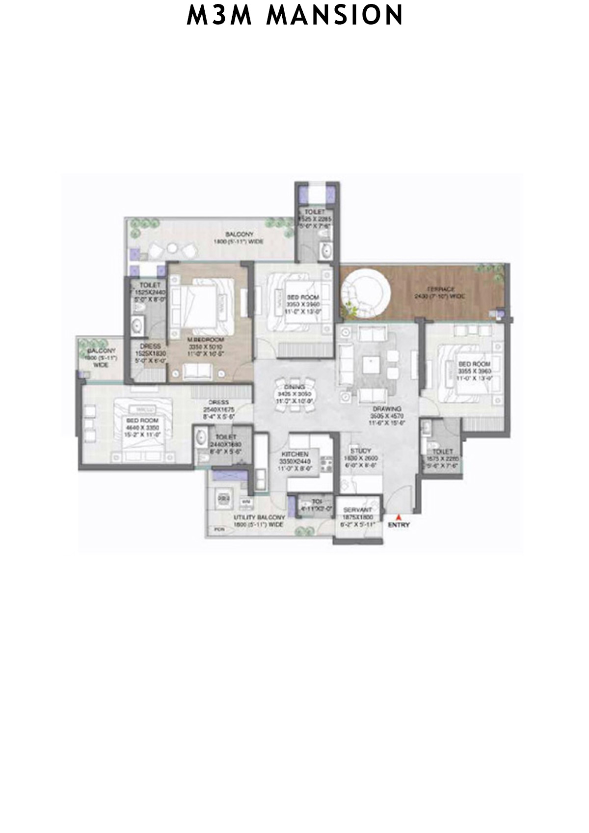 M3M Mansion Tower C Unit 3 (Type 6) Floor Plan