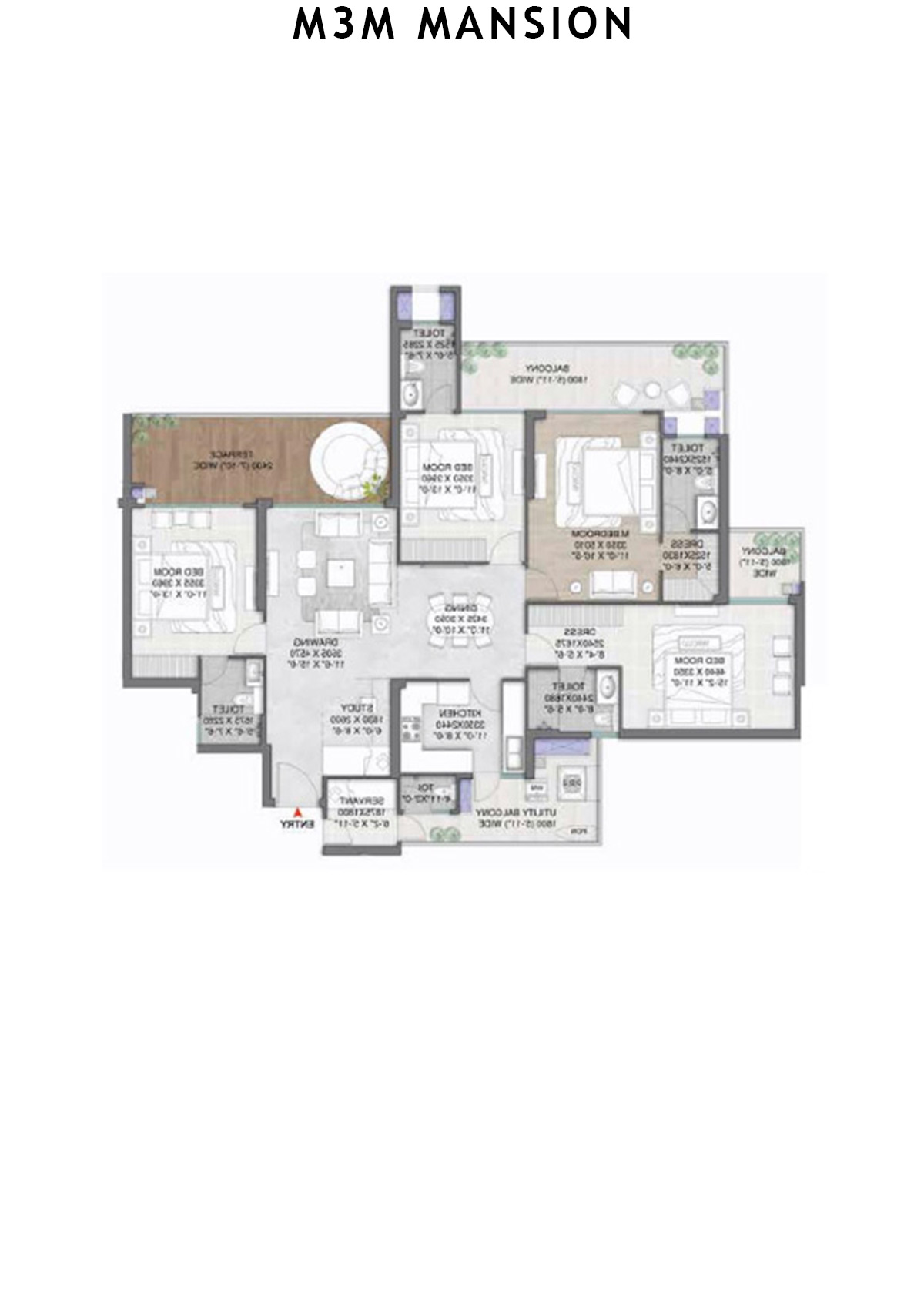 M3M Mansion Tower C Unit 4 (Type 6) Floor Plan