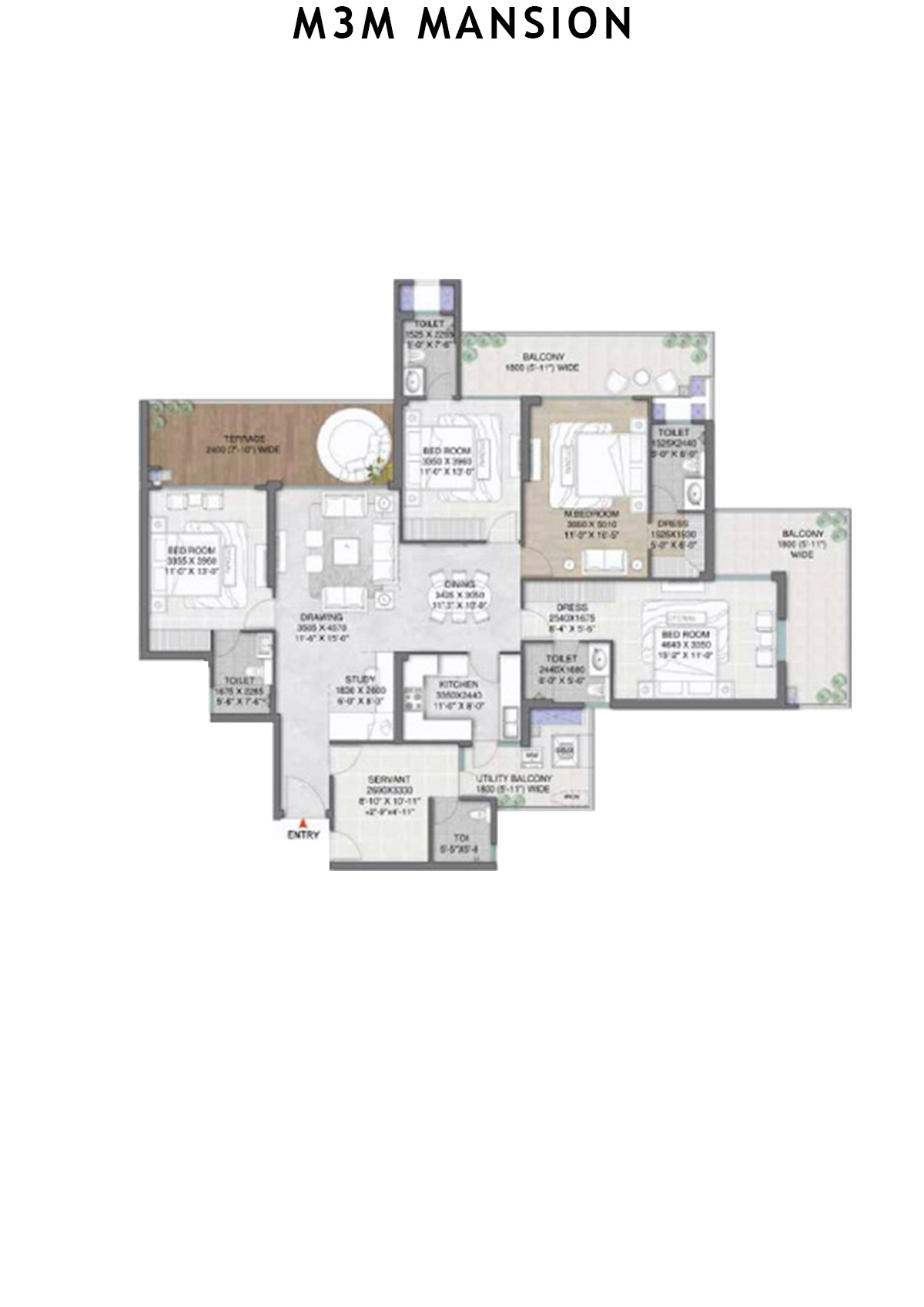 M3M Mansion Tower D Unit 4 (Type 5B) Floor Plan