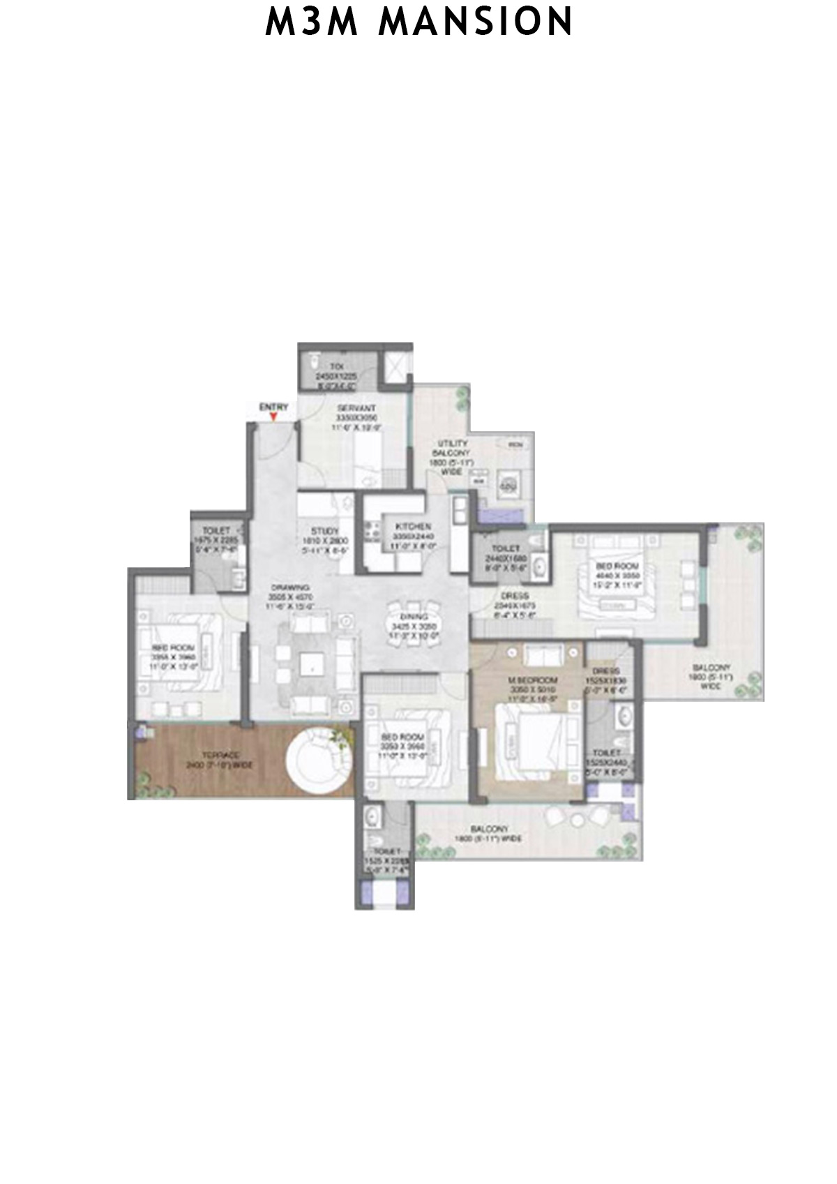 M3M Mansion Tower E Unit 2 (Type 5A) Floor Plan