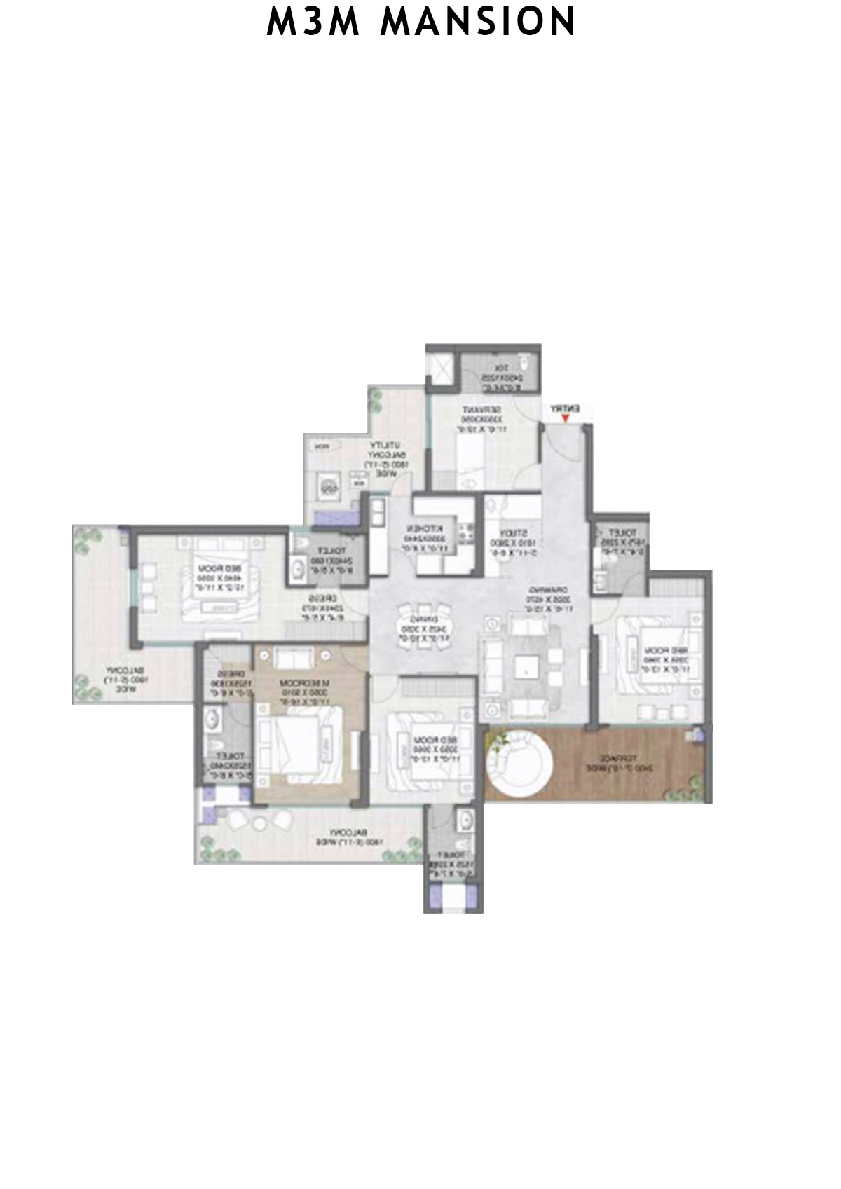 M3M Mansion Tower E Unit 3 (Type 5A) Floor Plan