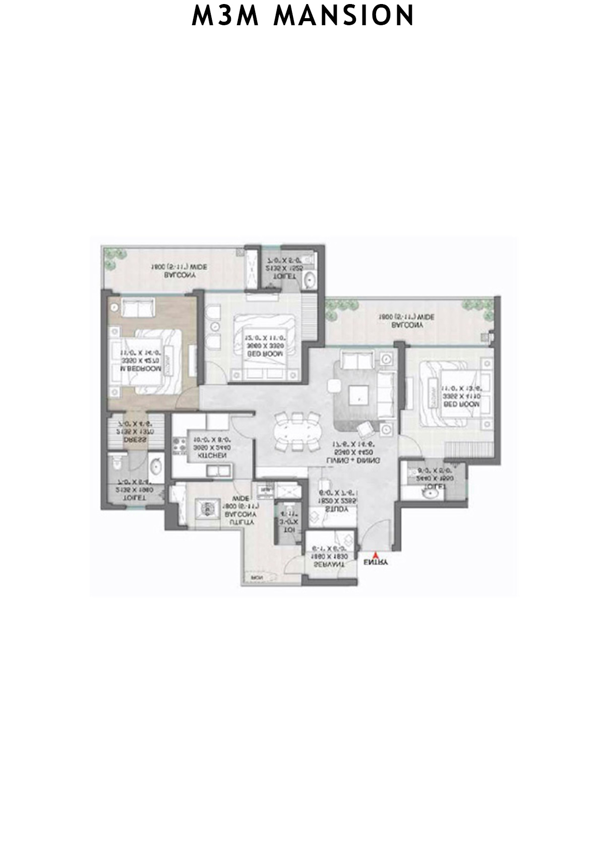 M3M Mansion Tower F Unit 1 (Type 3) Floor Plan