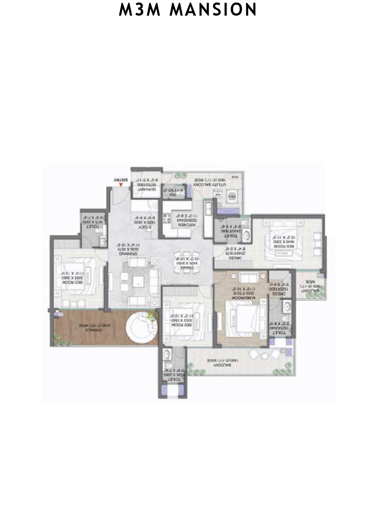 M3M Mansion Tower F Unit 3 (Type 6) Floor Plan