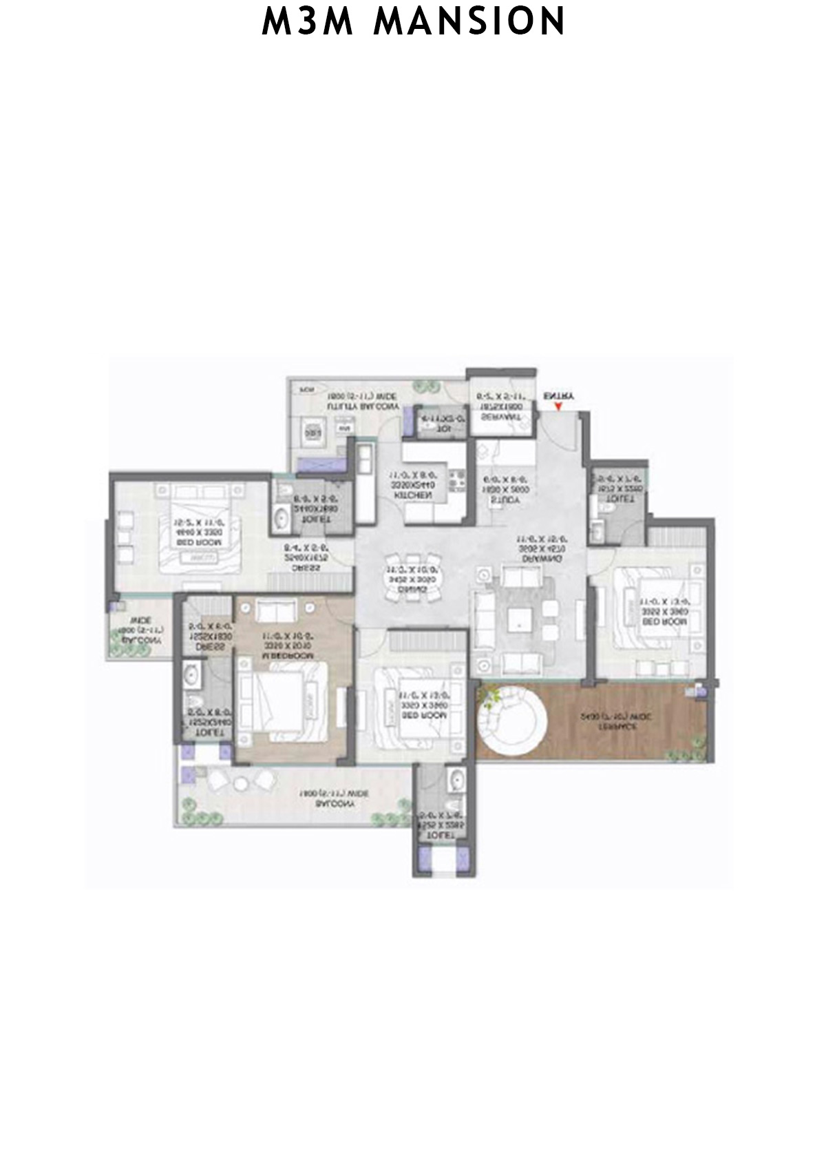 M3M Mansion Tower F Unit 4 (Type 6) Floor Plan