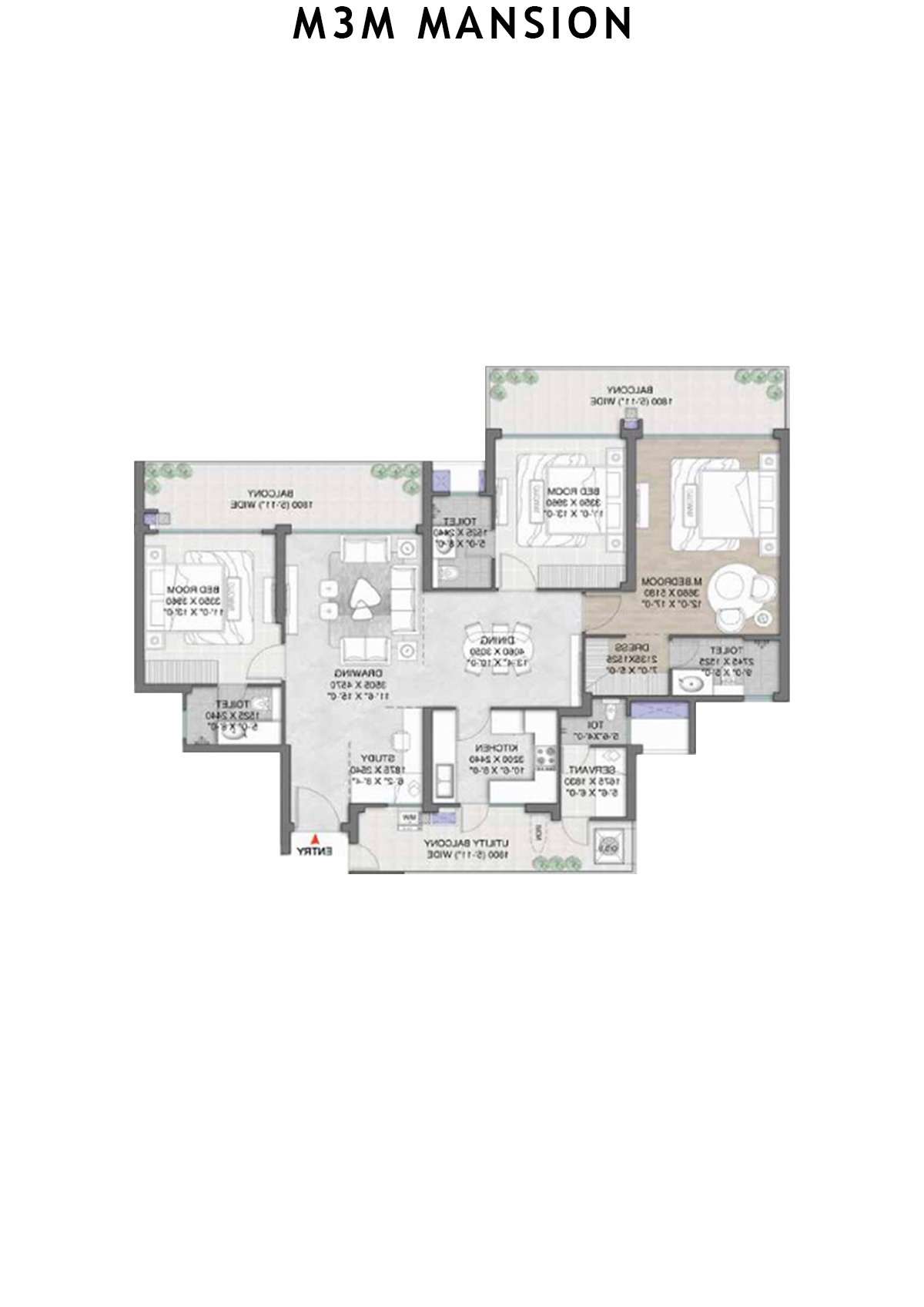 M3M Mansion Tower H Unit 2 (Type 1) Floor Plan