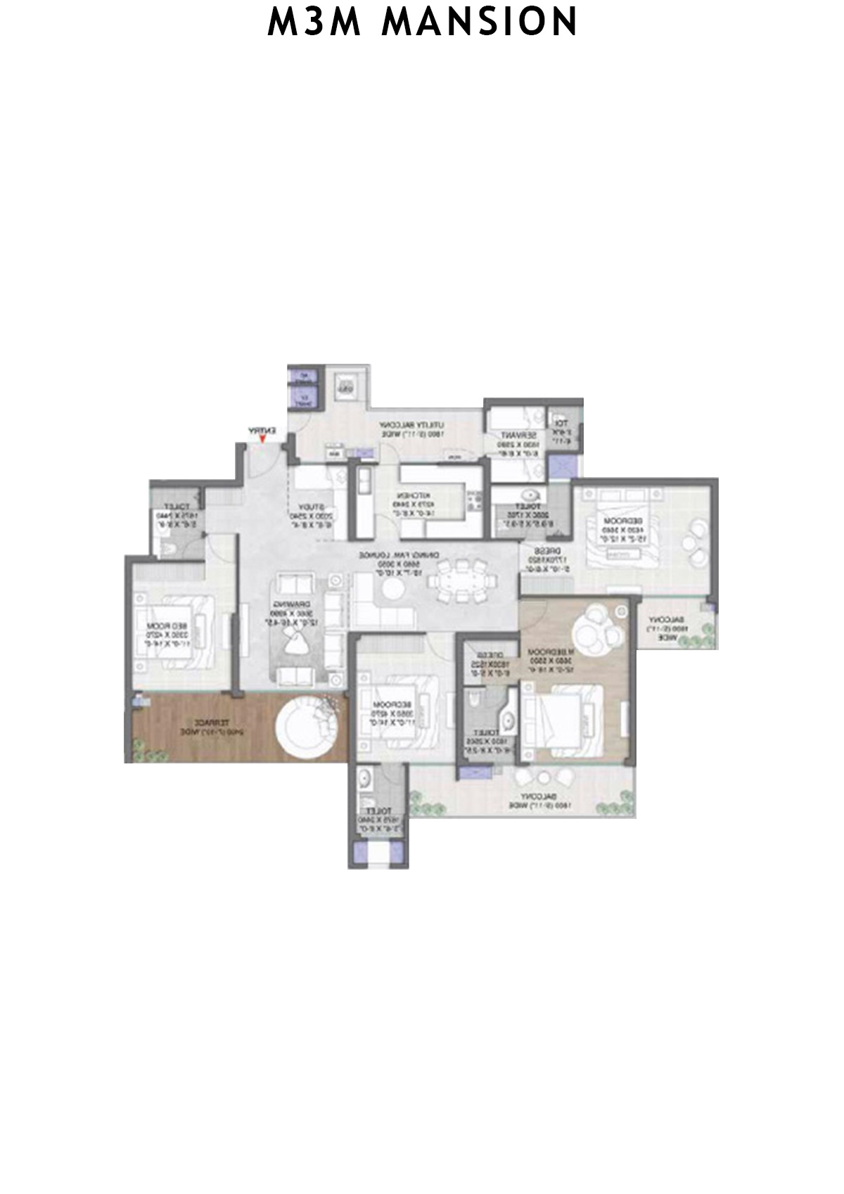 M3M Mansion Tower H Unit 3 (Type 4) Floor Plan