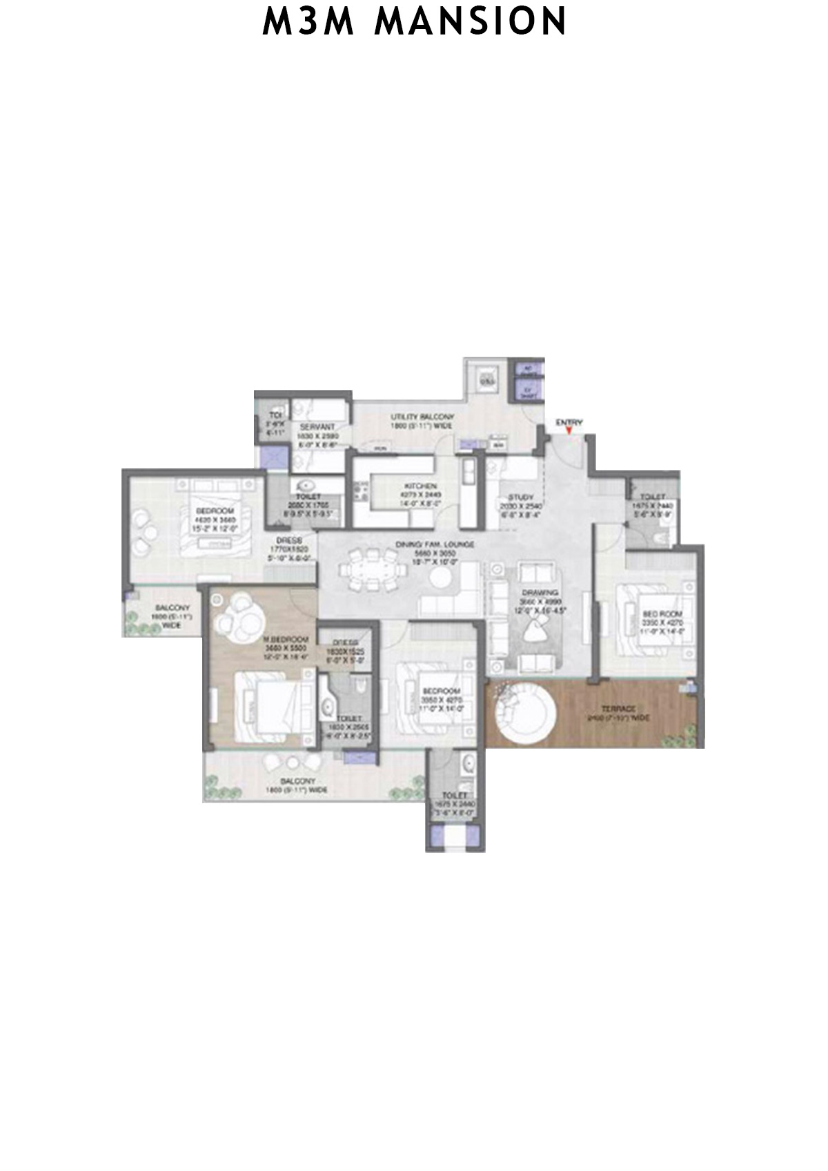 M3M Mansion Tower H Unit 4 (Type 4) Floor Plan