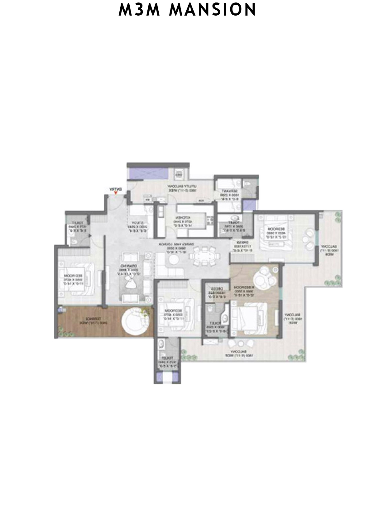 M3M Mansion Tower K Unit 3 (Type 3) Floor Plan