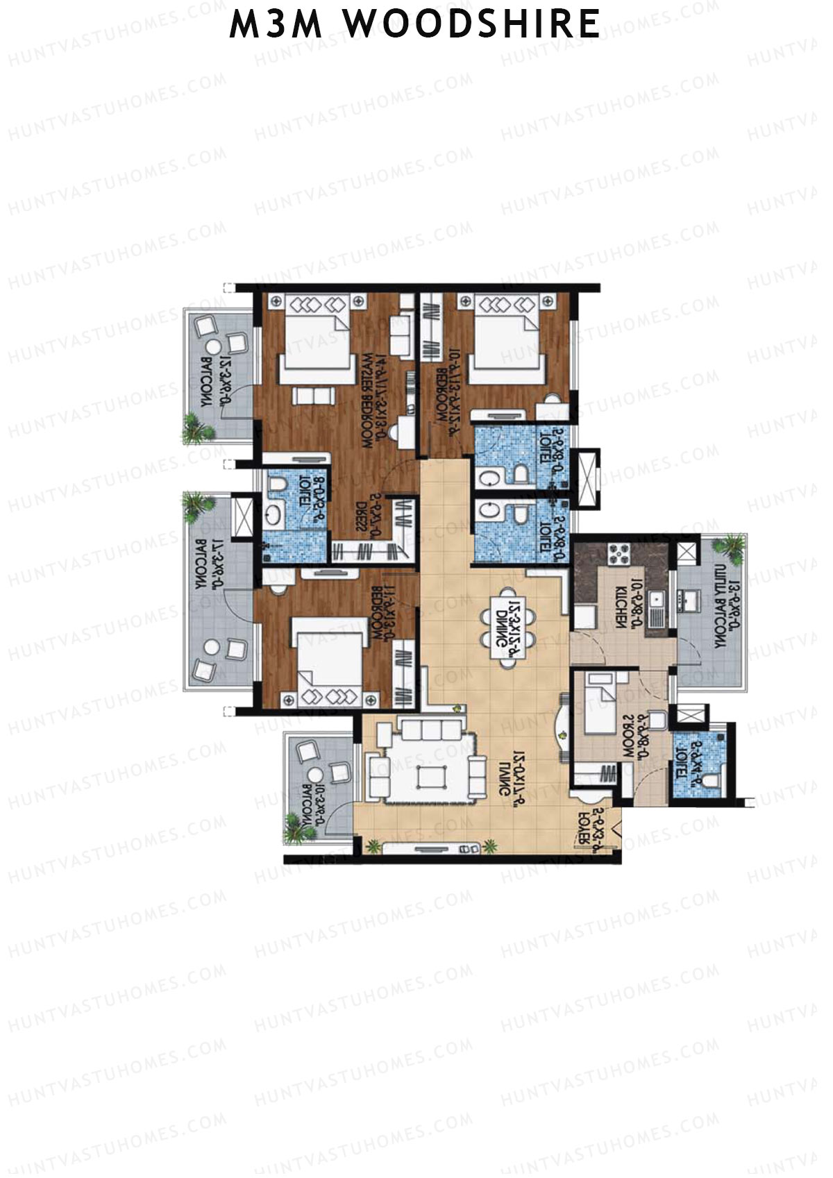 M3M Woodshire Tower A1 Unit 3 Floor Plan