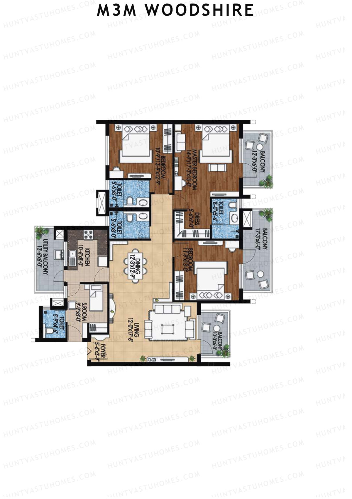 M3M Woodshire Tower A1 Unit 4 Floor Plan