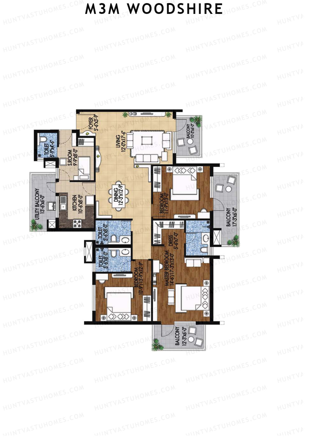 M3M Woodshire Tower A2 Unit 1 Floor Plan