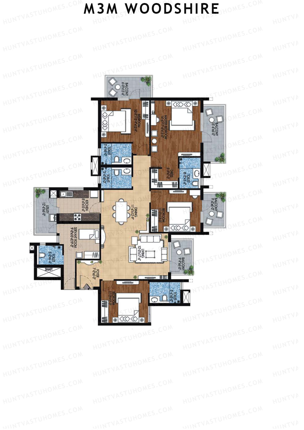 M3M Woodshire Tower A3 Unit 3 Floor Plan