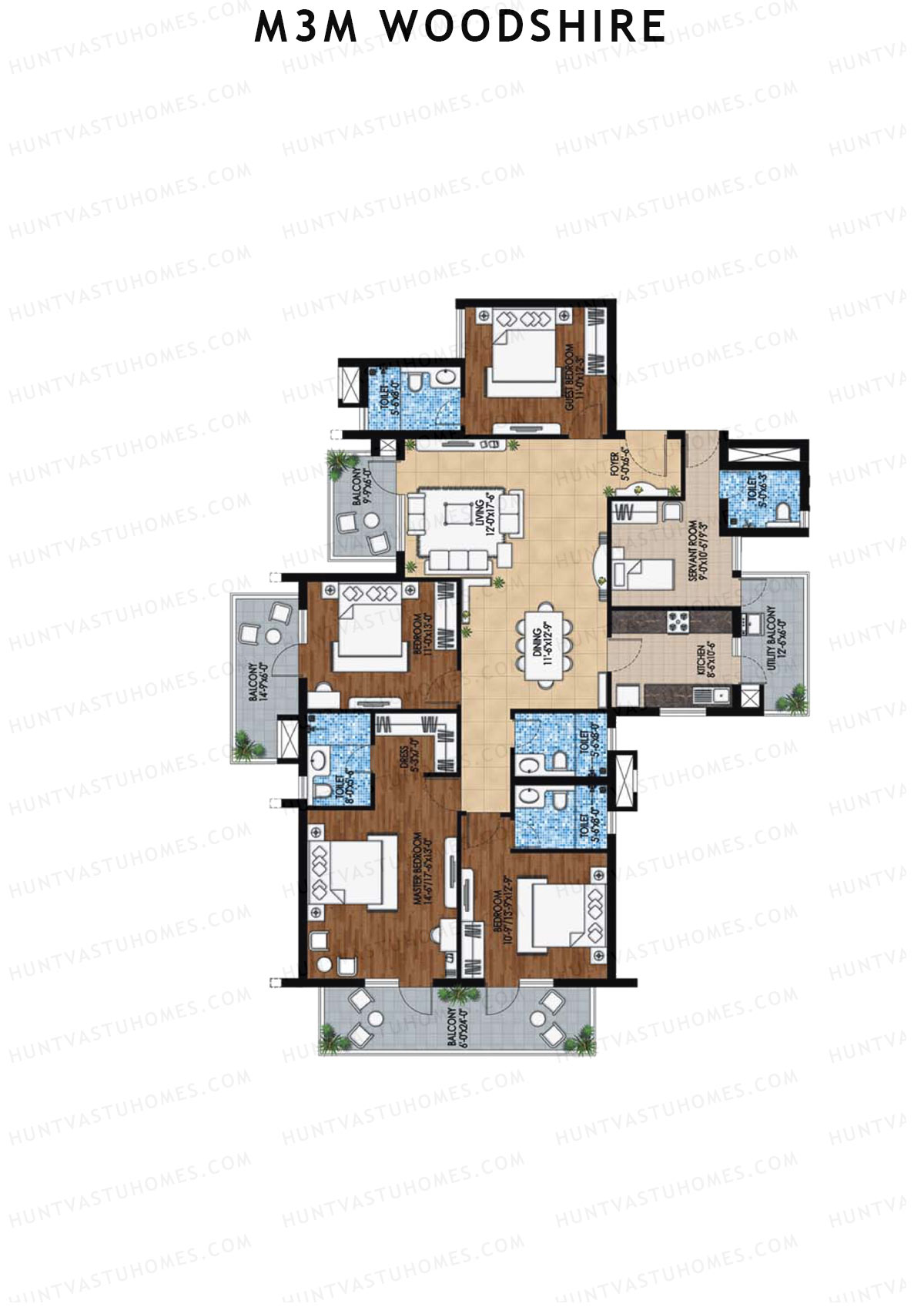 M3M Woodshire Tower A4 Unit 2 Floor Plan