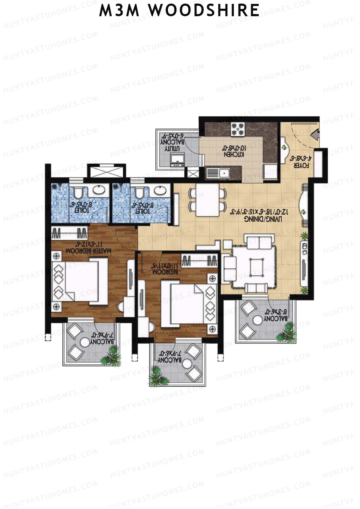 M3M Woodshire Tower B12 Unit 3 Floor Plan
