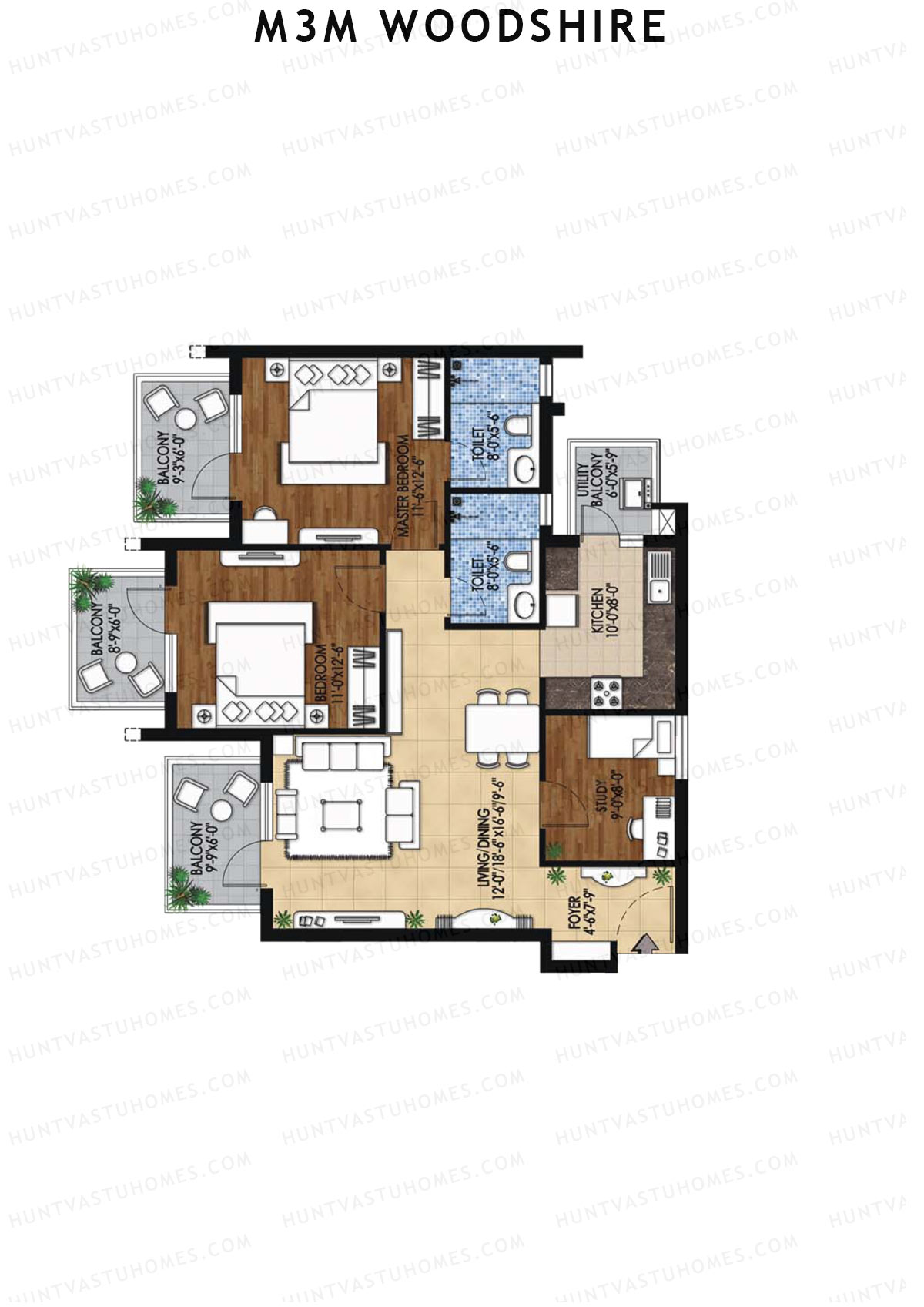 M3M Woodshire Tower B8 Unit 1 Floor Plan