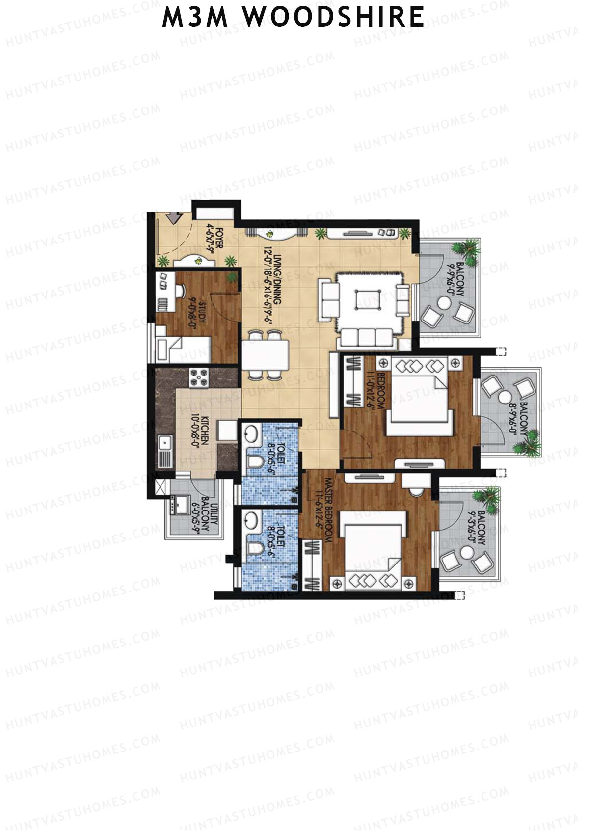 M3M Woodshire Tower B8 Unit 3 Floor Plan