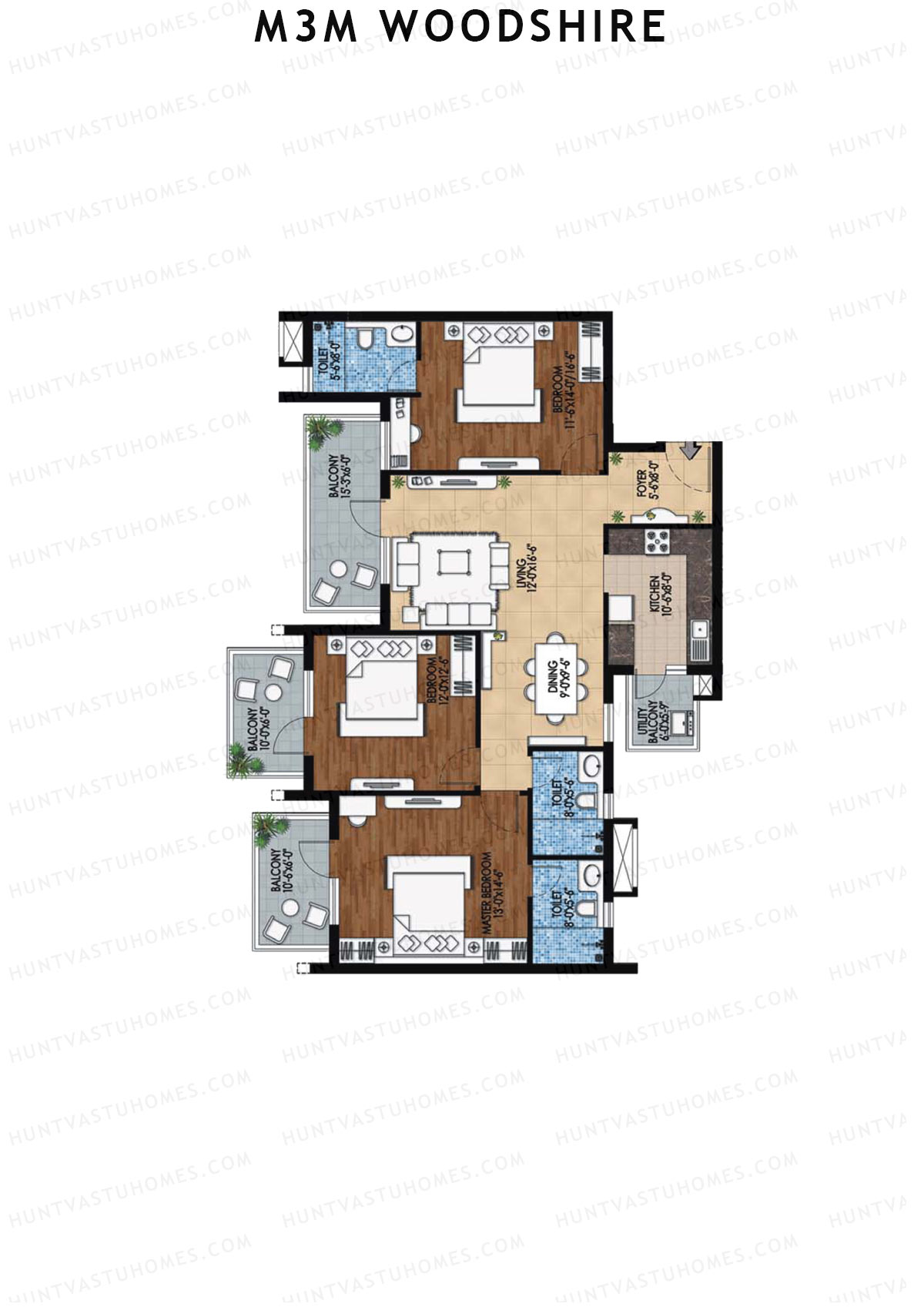 M3M Woodshire Tower B8 Unit 4 Floor Plan