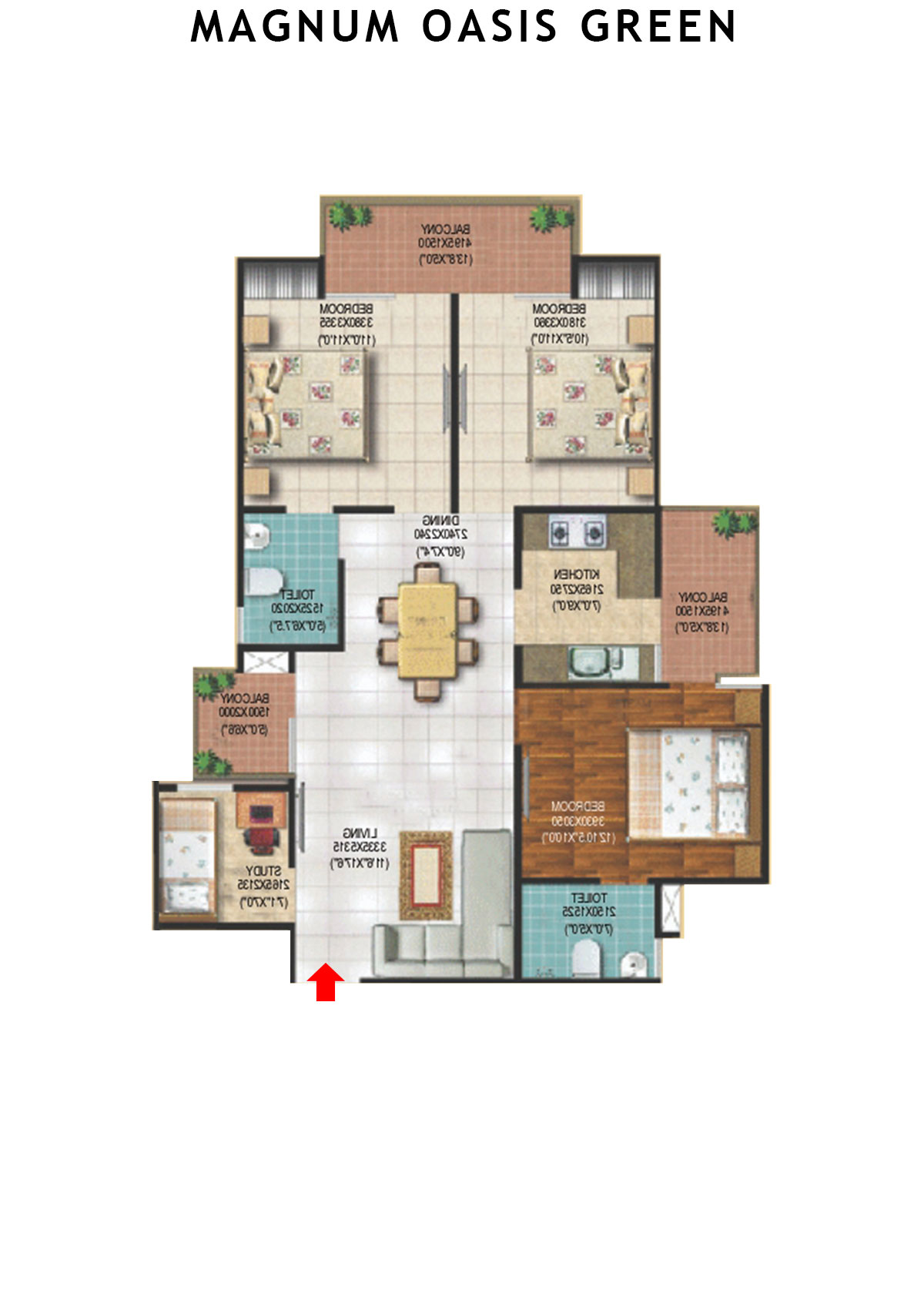 Magnum Oasis Green Block A Unit 109 (Type T2) Floor Plan