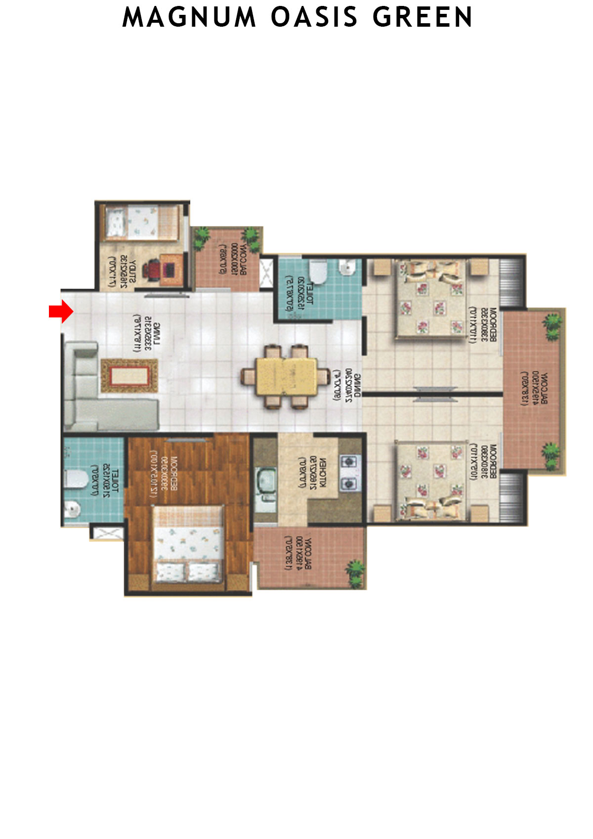Magnum Oasis Green Block B Unit 103 (Type T2) Floor Plan