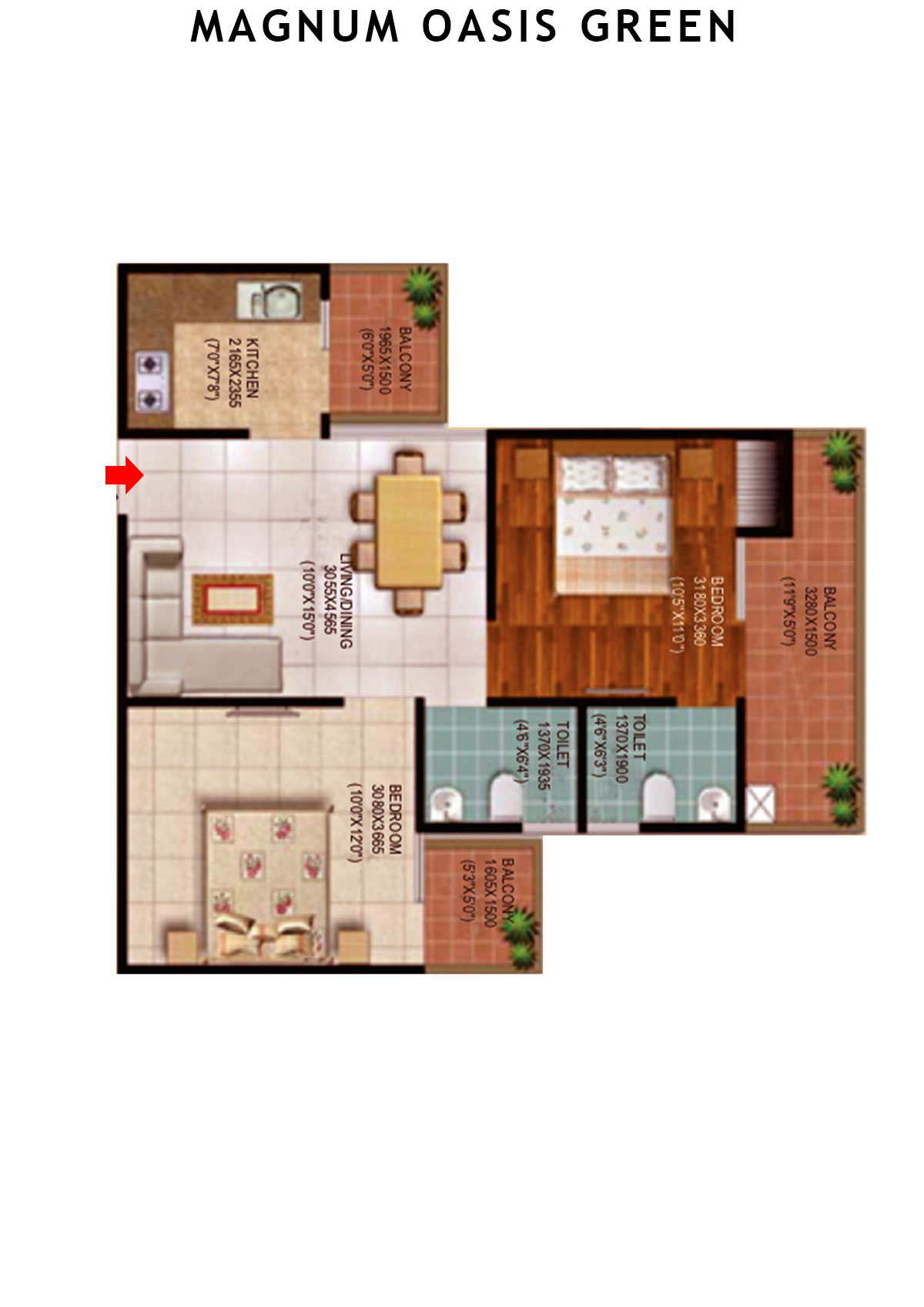 Magnum Oasis Green Block B Unit 104 (Type T4) Floor Plan