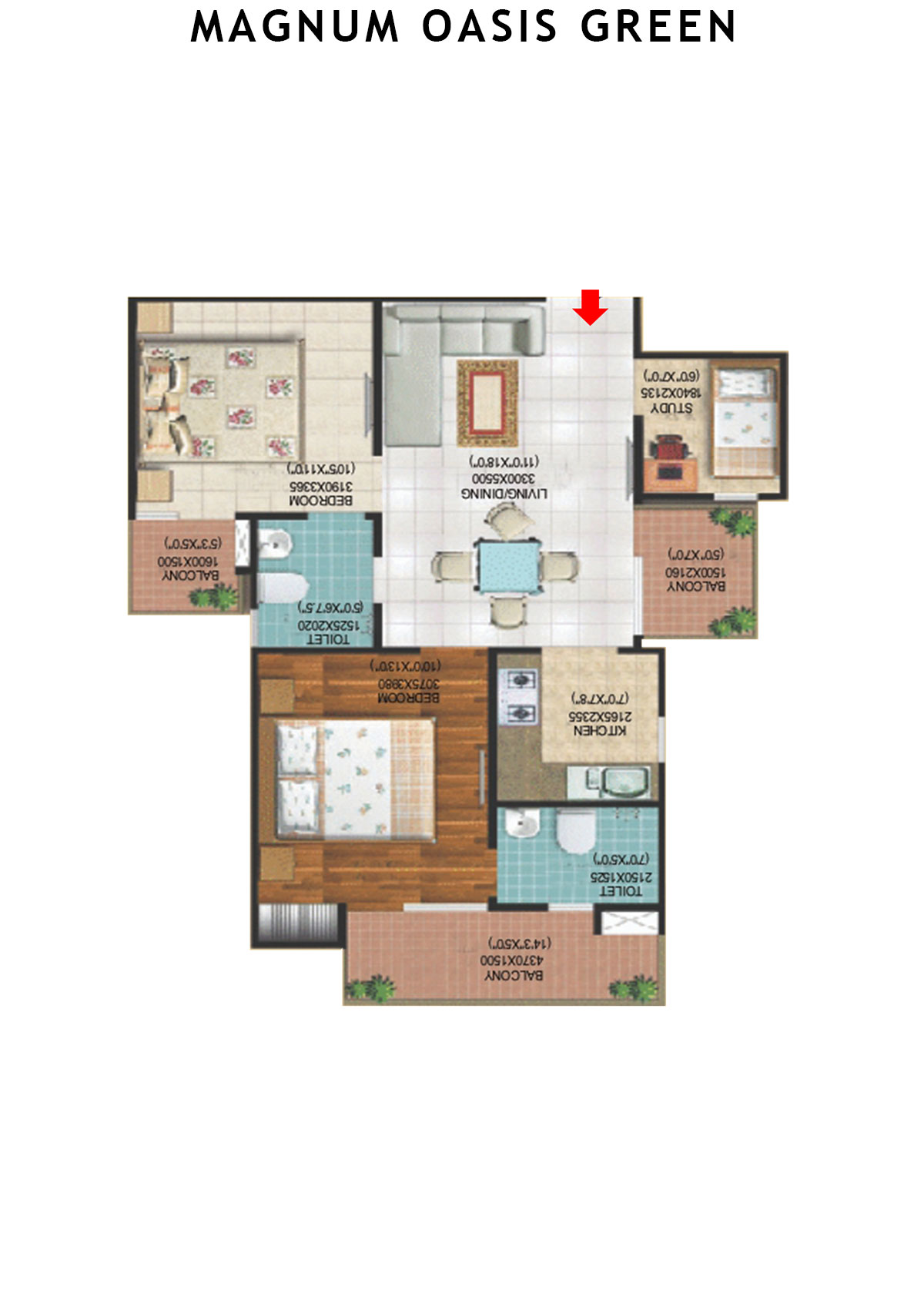 Magnum Oasis Green Block C Unit 103 (Type T3) Floor Plan