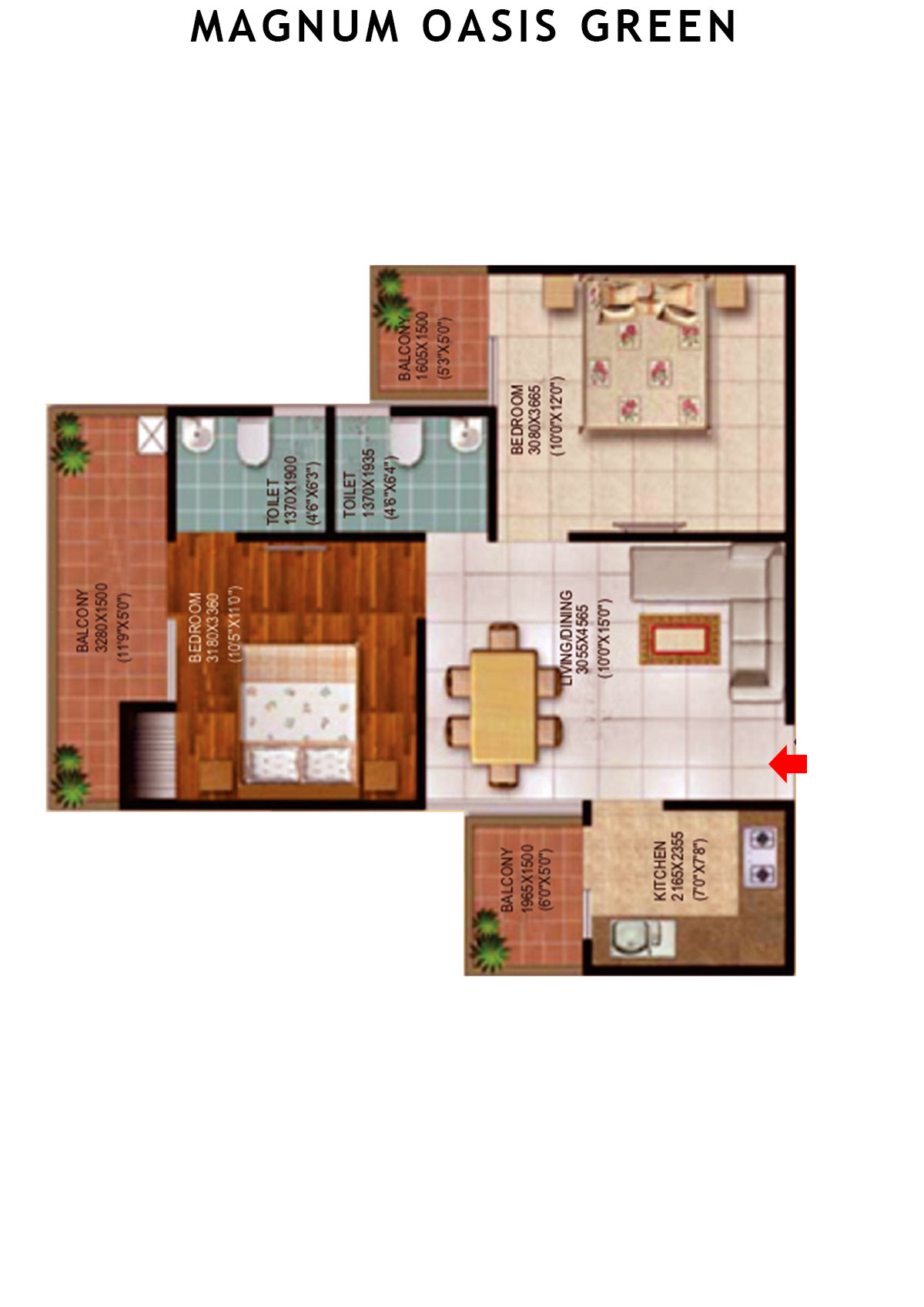 Magnum Oasis Green Block C Unit 108 (Type T4) Floor Plan