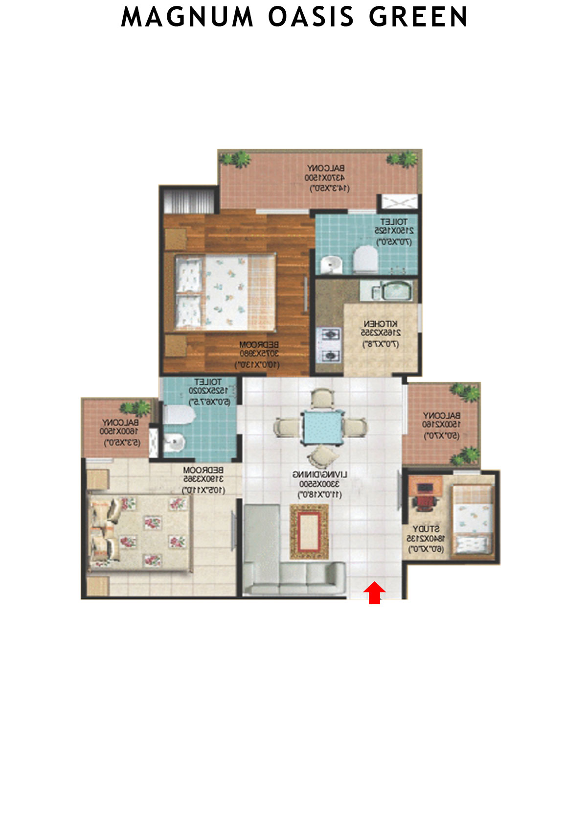 Magnum Oasis Green Block C Unit 111 (Type T3) Floor Plan